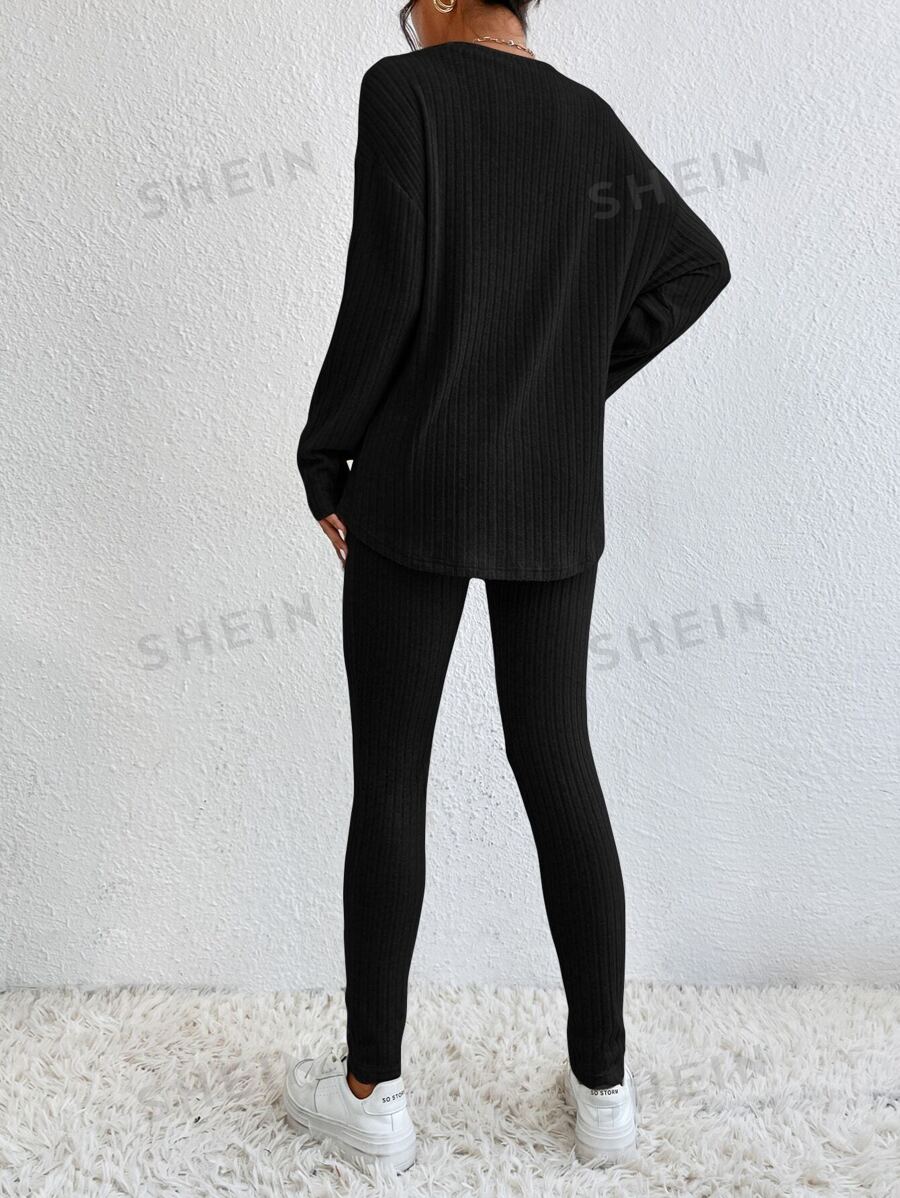 SHEIN Essnce Camiseta de hombros caídos & Leggings