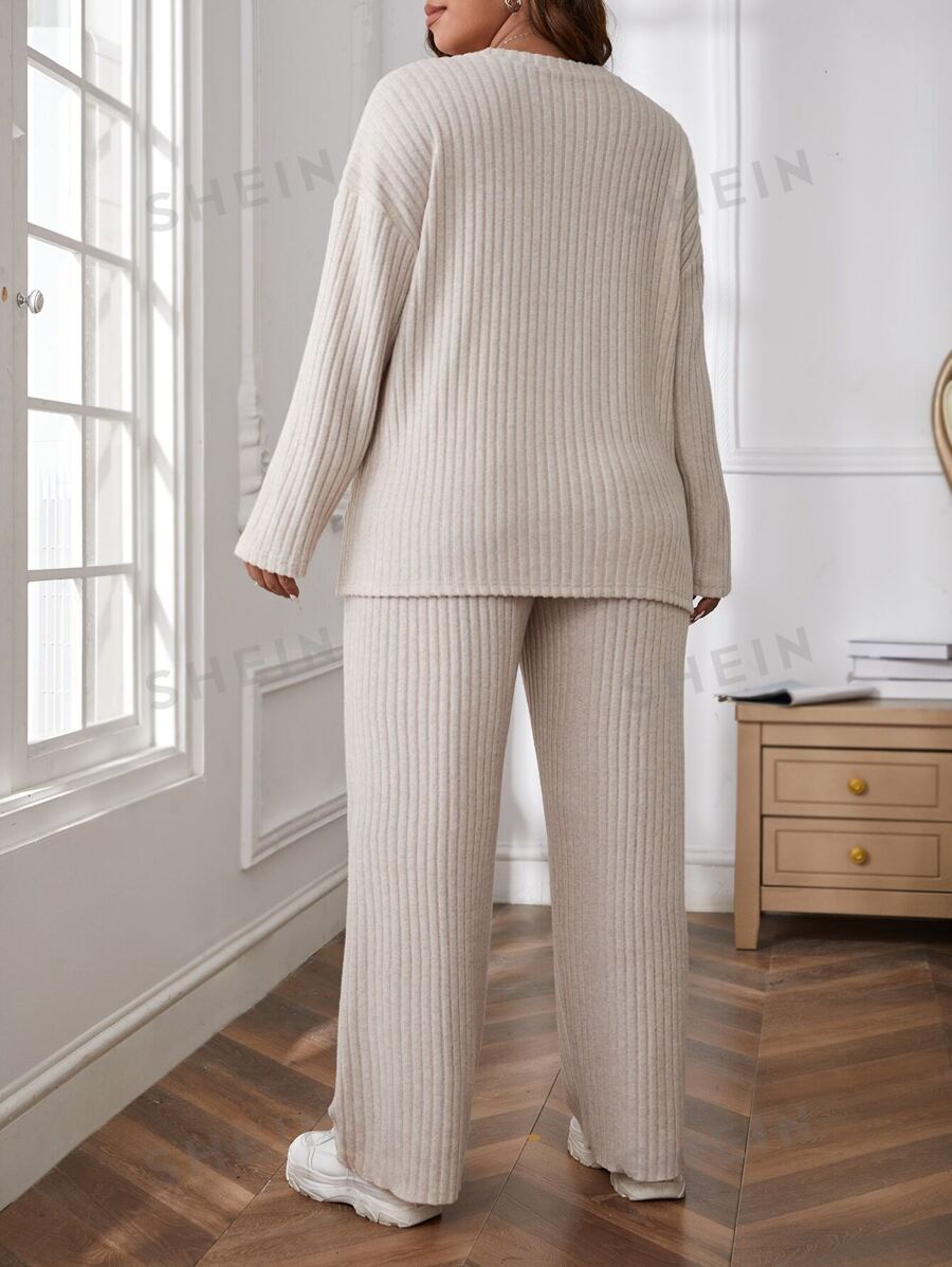 SHEIN Essnce Camiseta de hombros caídos con pantalones