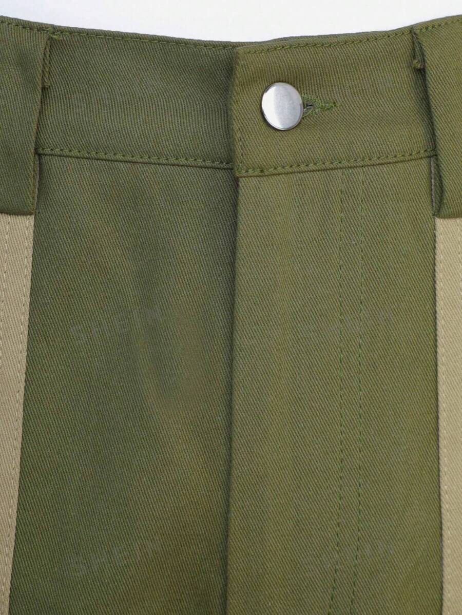 SHEIN Haute Pantalones De Carga Con Bolsillos De Solapa De Bloque De Color
