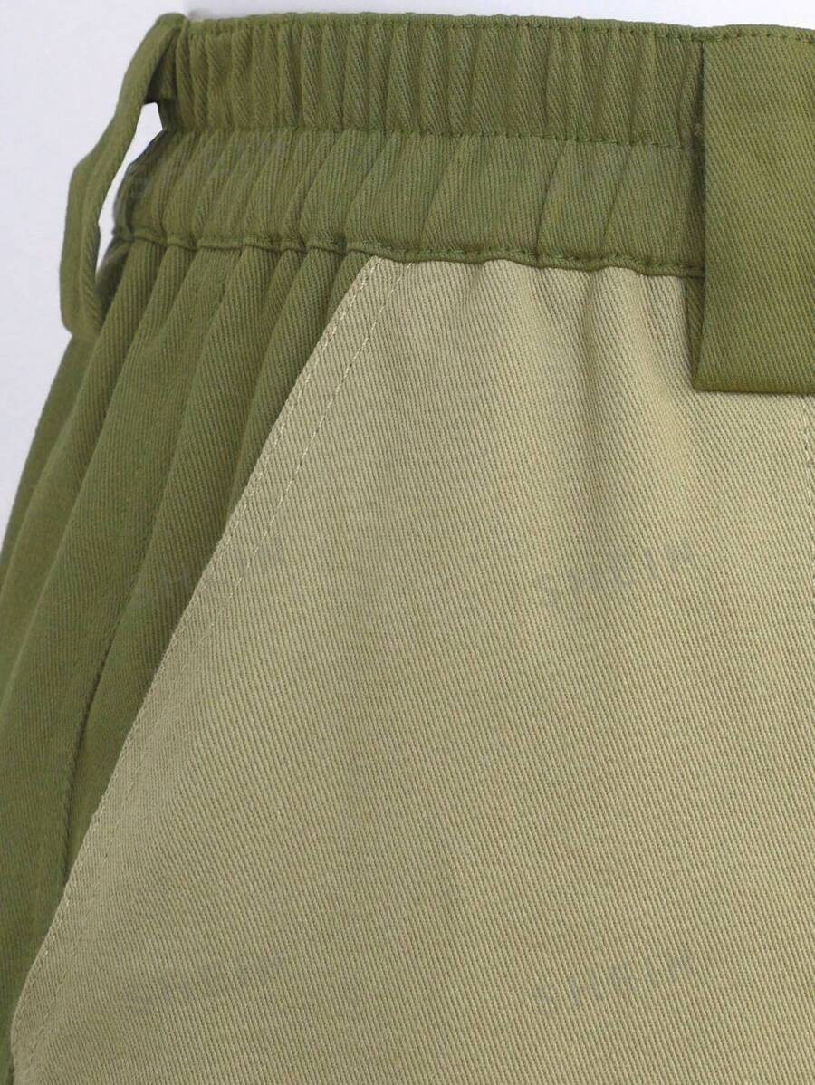 SHEIN Haute Pantalones De Carga Con Bolsillos De Solapa De Bloque De Color
