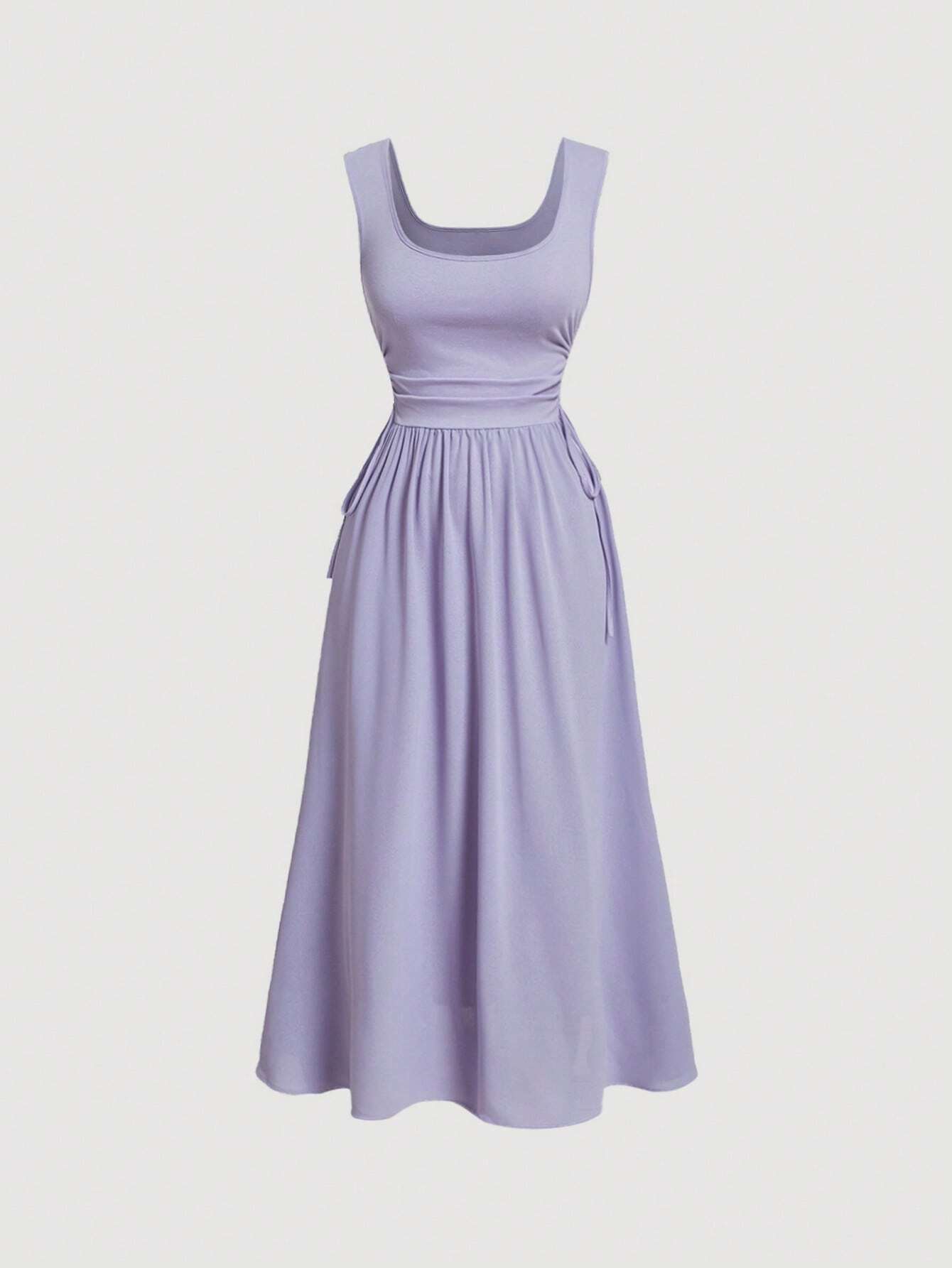 SHEIN MOD Vestido línea A unicolor de cuello cuadrado