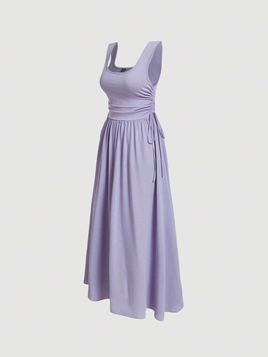 SHEIN MOD Vestido línea A unicolor de cuello cuadrado