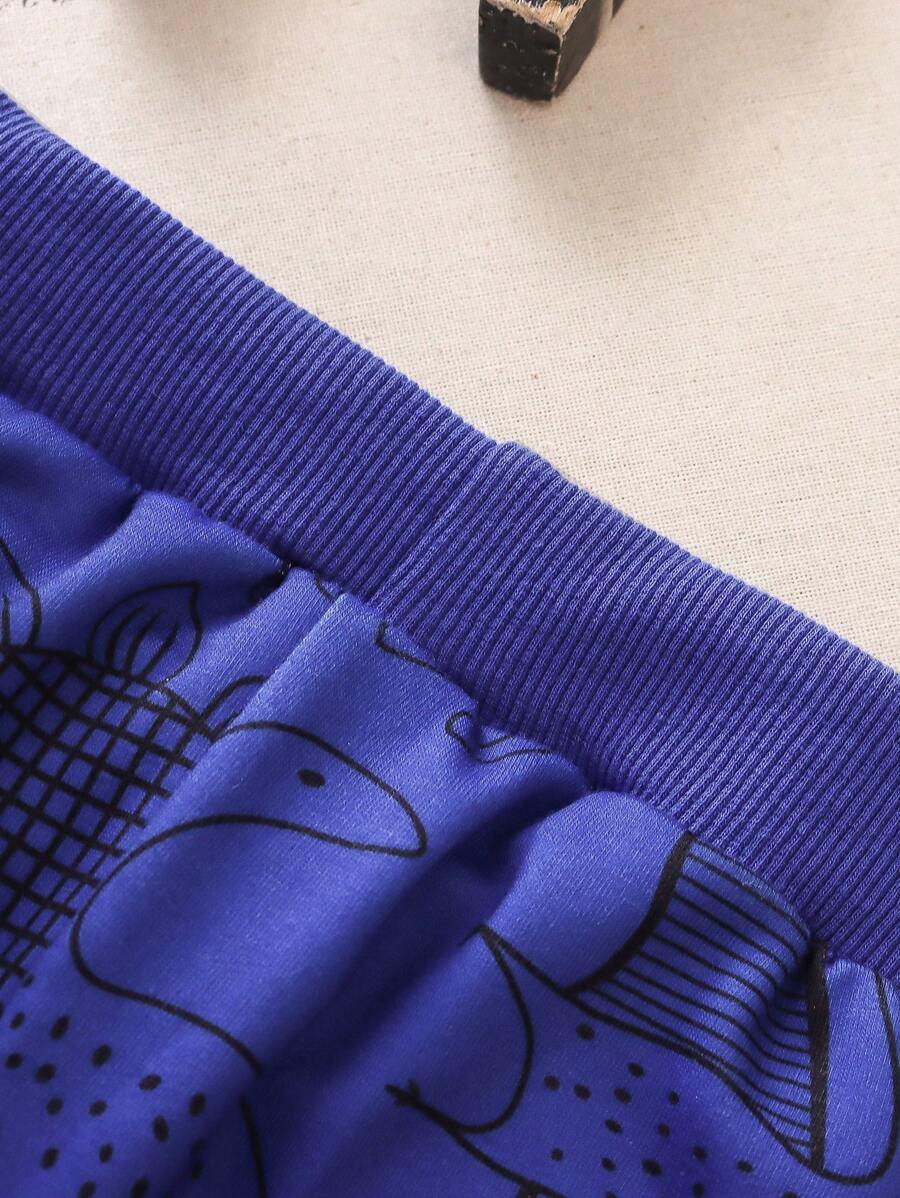 SHEIN Chico joven Pantalones deportivos con sudadera con estampado de dinosaurio