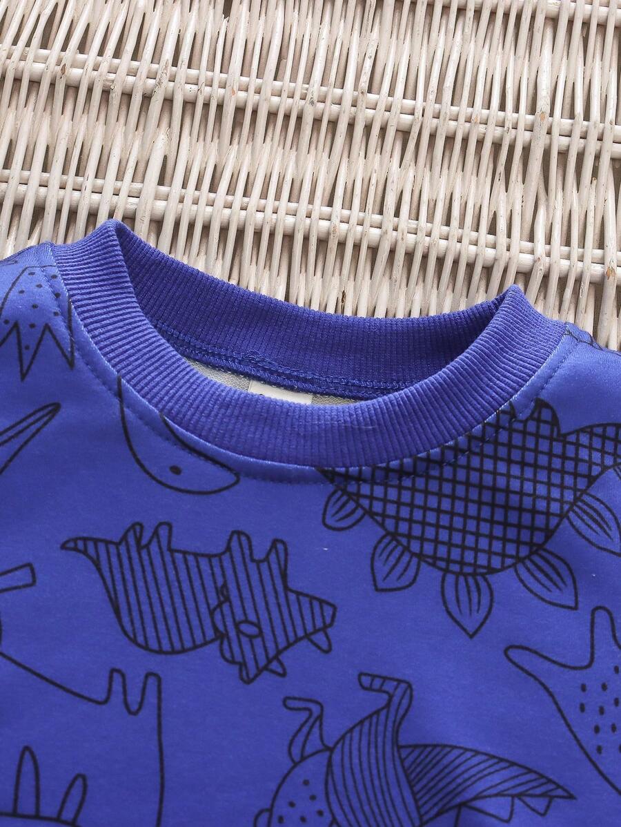 SHEIN Chico joven Pantalones deportivos con sudadera con estampado de dinosaurio