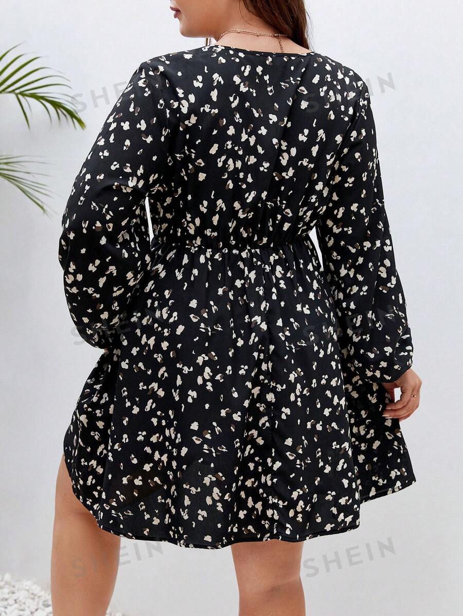 SHEIN Frenchy Talla grande Vestido con estampado de manga farol