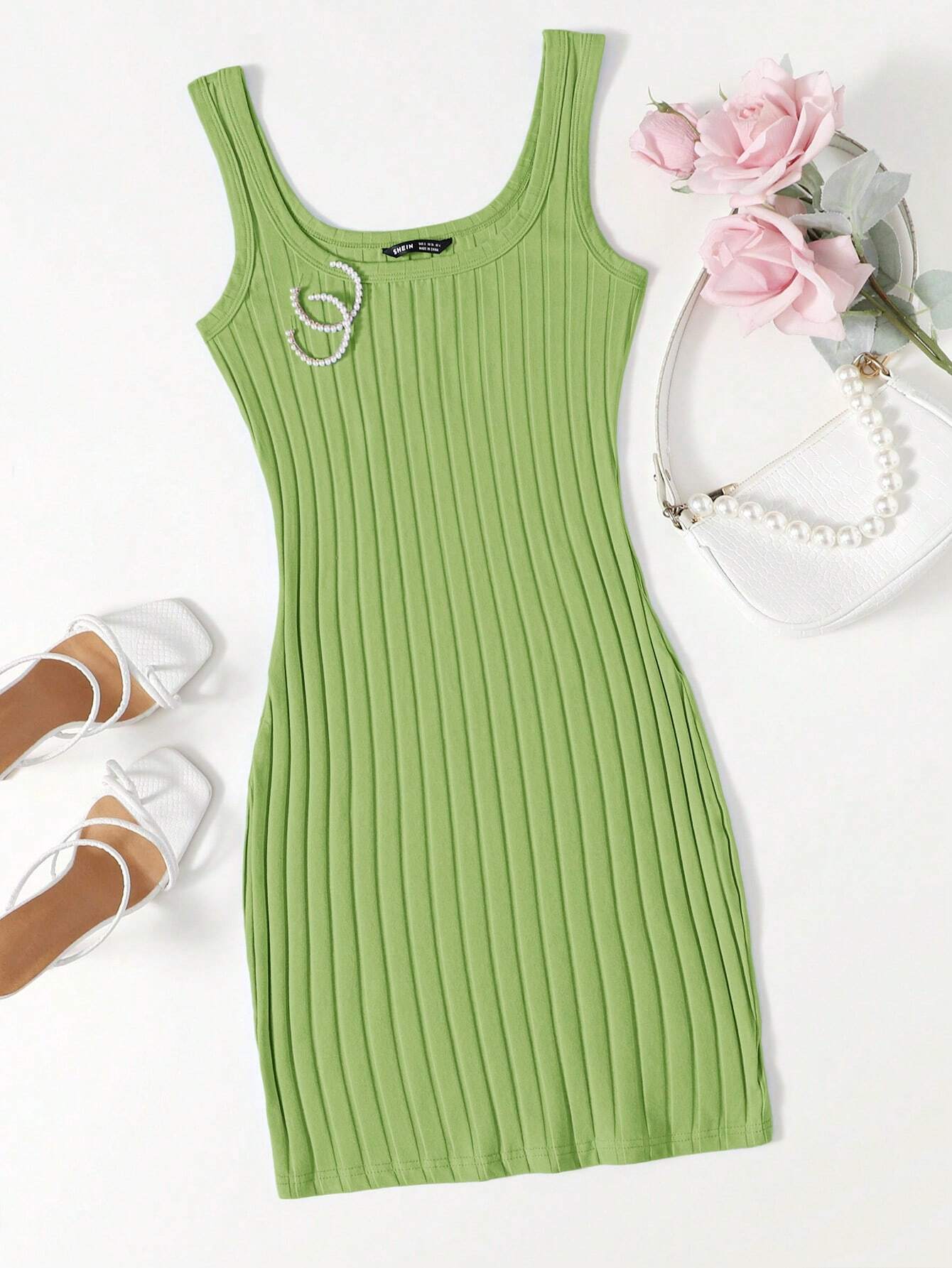 SHEIN Essnce Vestido ajustado tejido de canalé