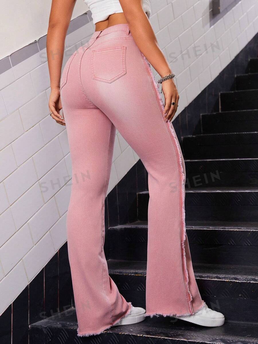 SHEIN ICON Jeans de pierna amplia ribete crudo