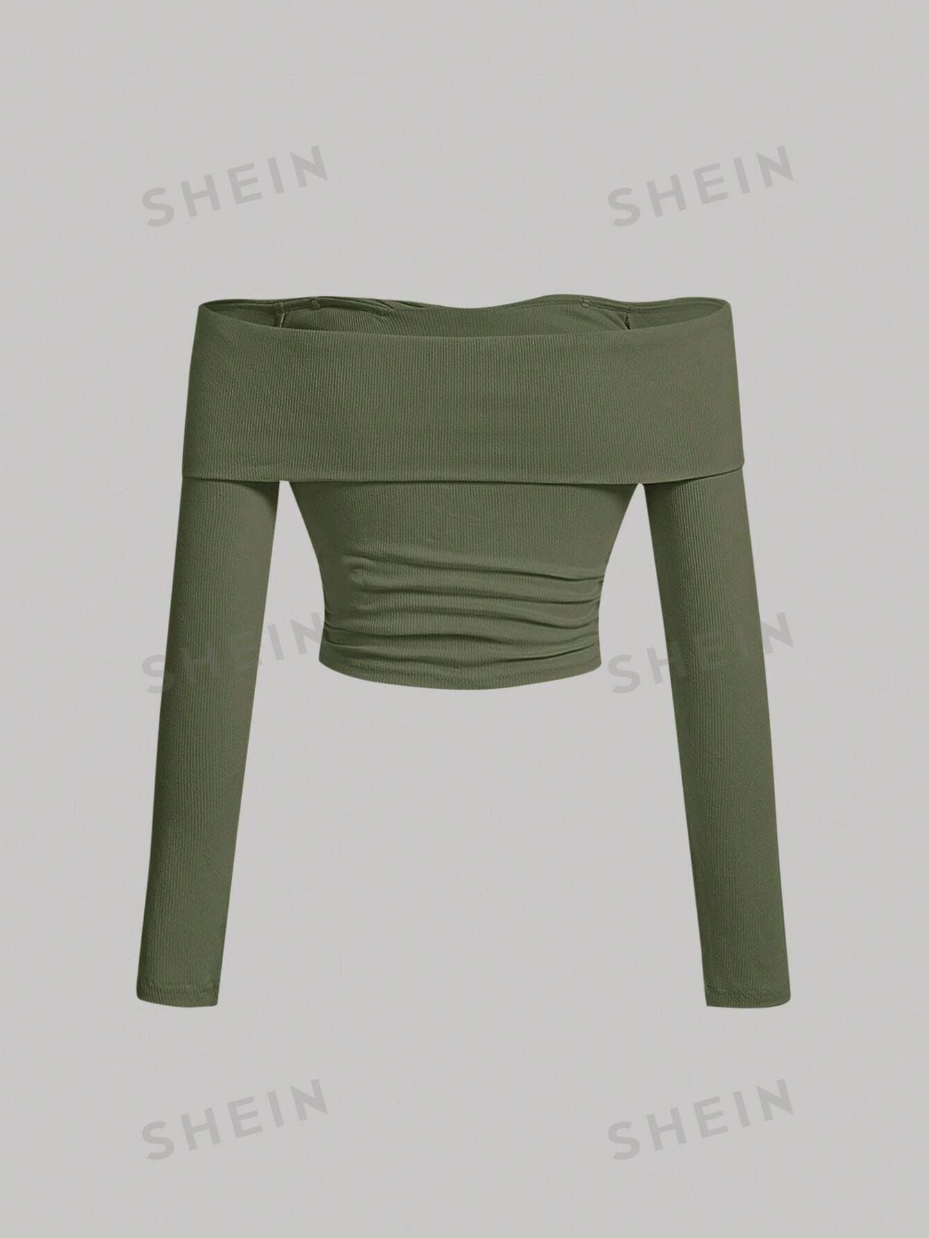 SHEIN MOD Camiseta de hombros descubiertos girante delantero