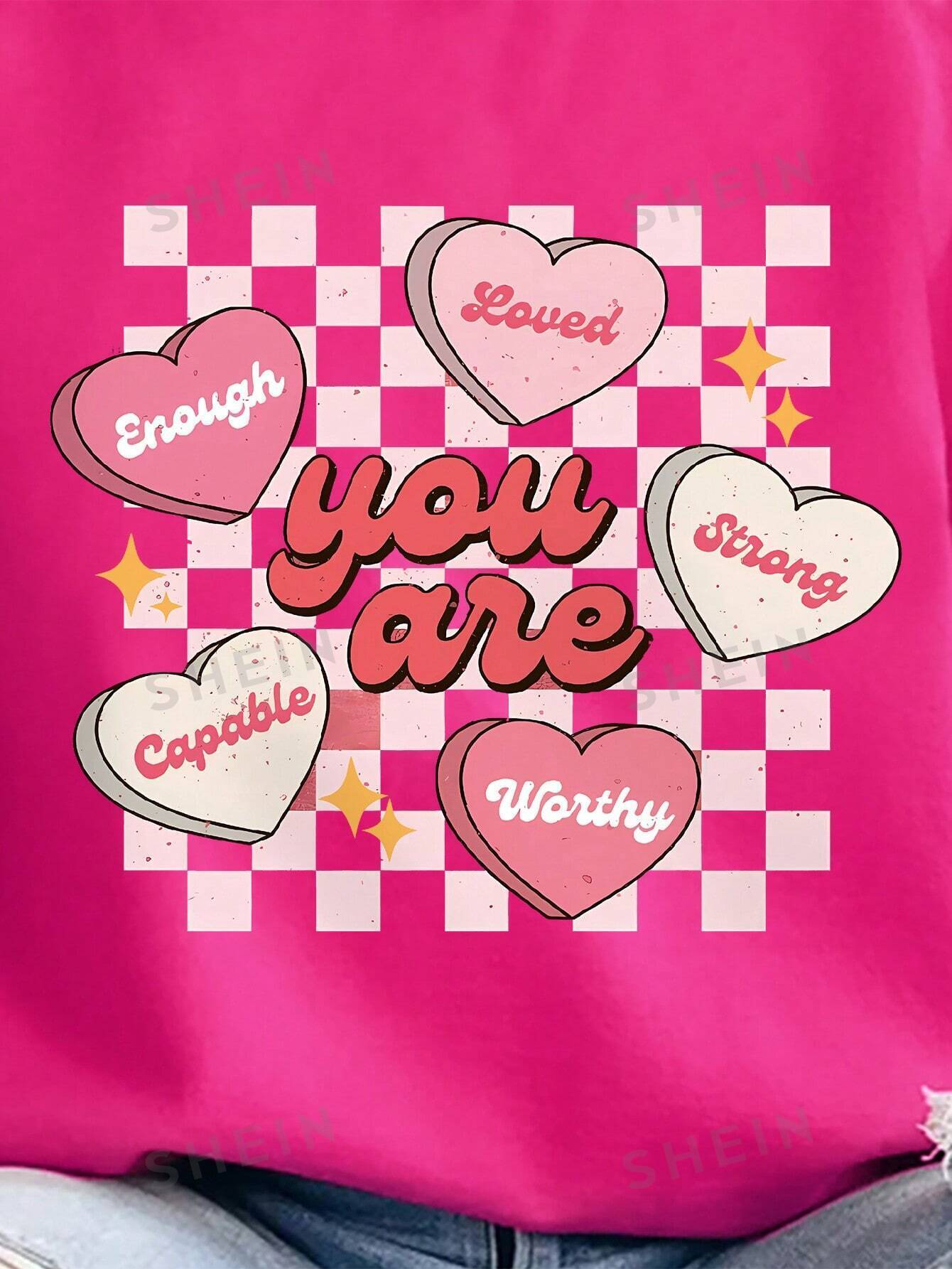 SHEIN EZwear Sudadera De Mujer Con Estampado De Letras De Corazón Con Manga Larga Y Hombros Caídos De Franela