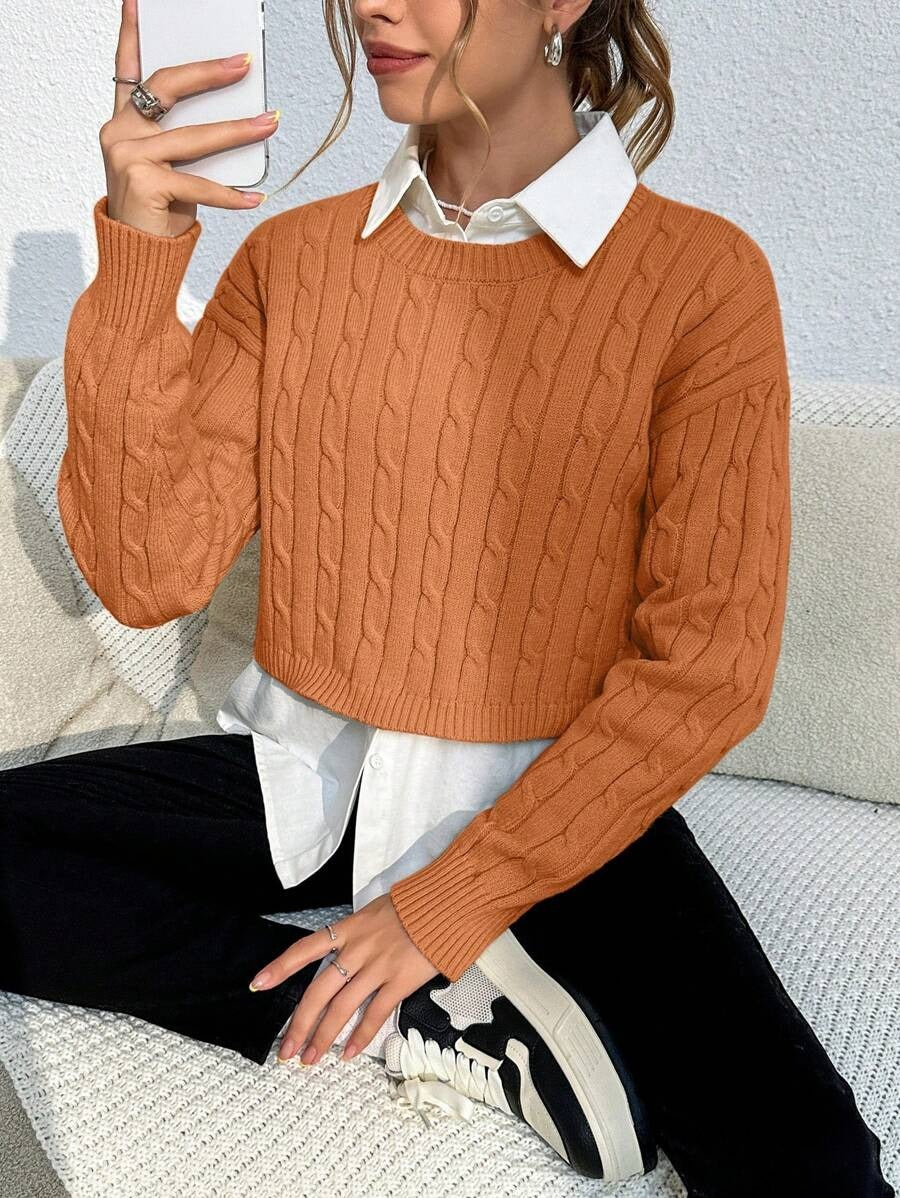 SHEIN Qutie Suéter De Cuello Redondo Y Manga Larga Para Mujer