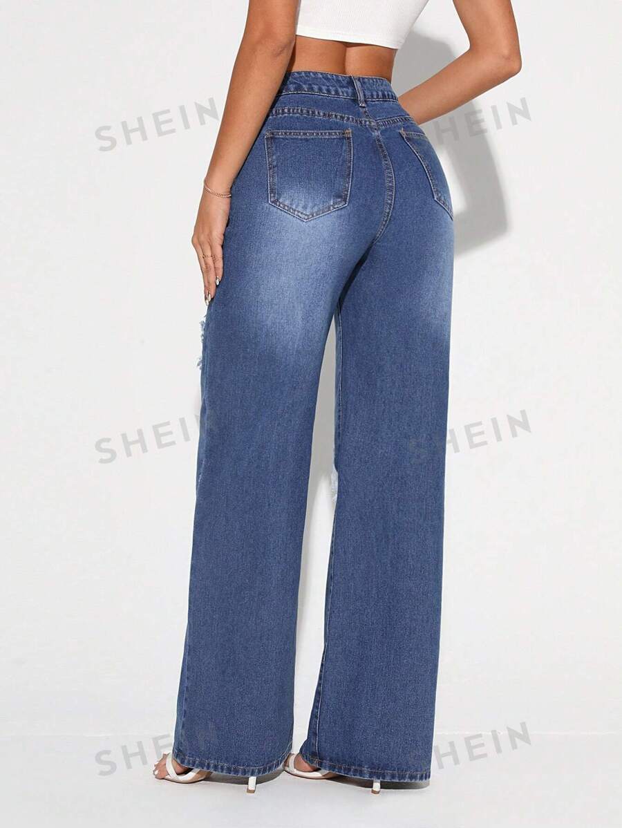 SHEIN Tall Jeans De Ajuste Amplio Y Desgastados Para Mujer