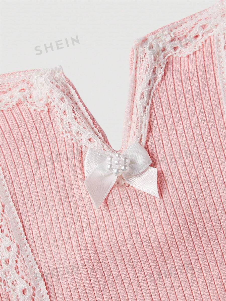 SHEIN MOD Blusa De Encaje Con Espagueti En Camisola De Mujer Con Dobladillo Asimétrico mujer