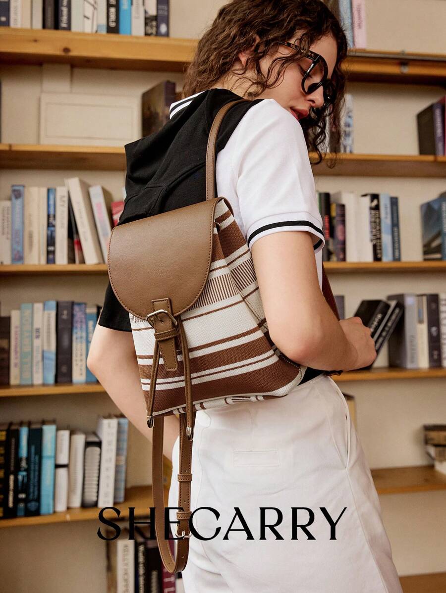 SHECARRY Mochilas para mujeres tejidas voladoras para cena/citas/fiesta/escuela/viajes/ir al trabajo/bolsa de compras Regreso a la escuela con patrón aleatorio