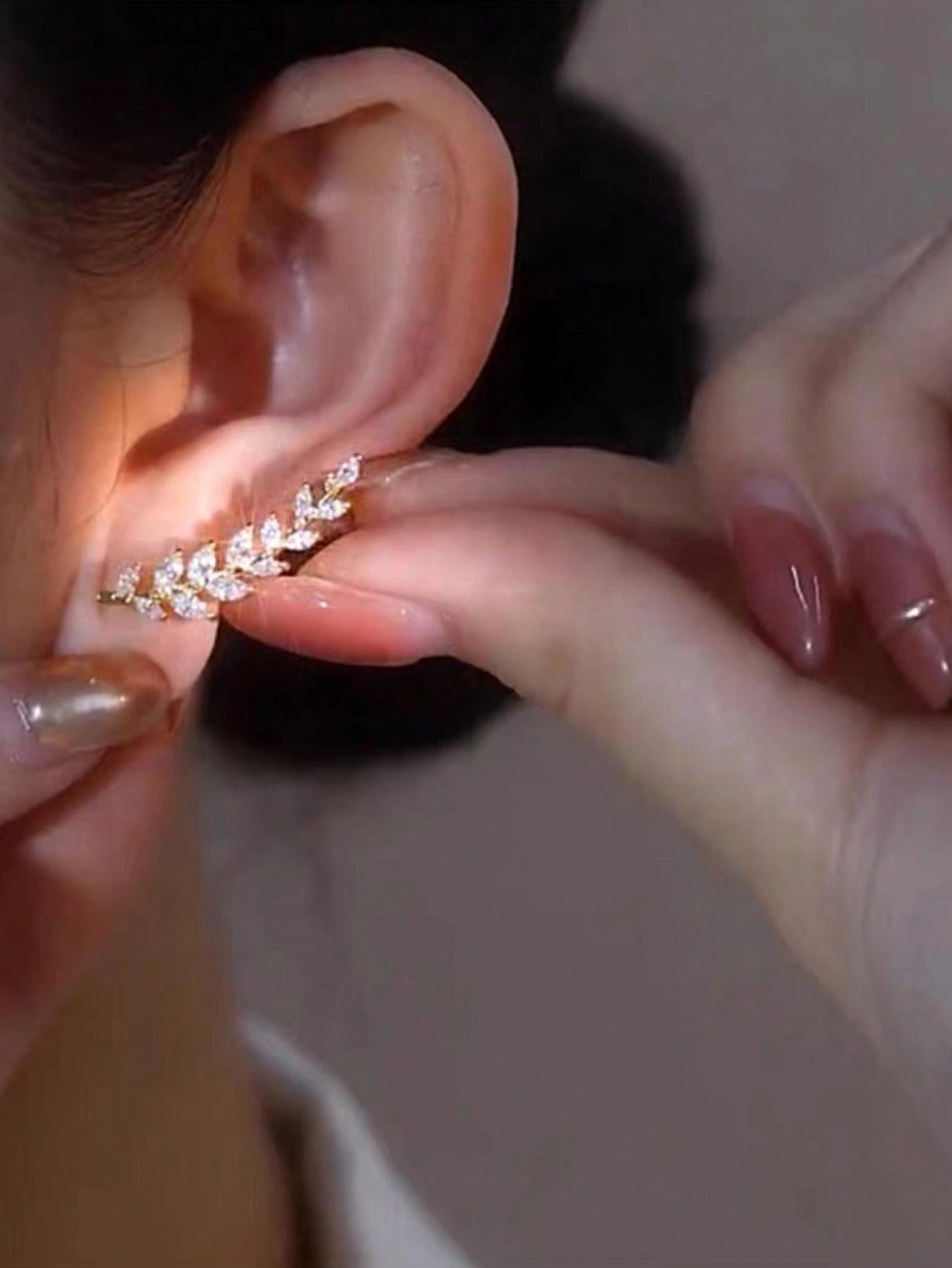 1 Par Puente De Oreja Elegante Con Diseño De Borlas De Espiga De Trigo, Aretes Seguros, Ligeros, Versátiles Y Exquisitos Para El Uso Diario De Las Mujeres