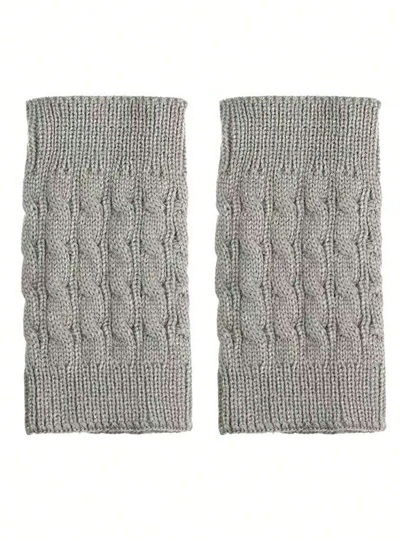 1 par de calentadores de piernas de punto de cable lisos, calentadores de piernas para capas con falda, accesorios de pierna de moda y abrigados