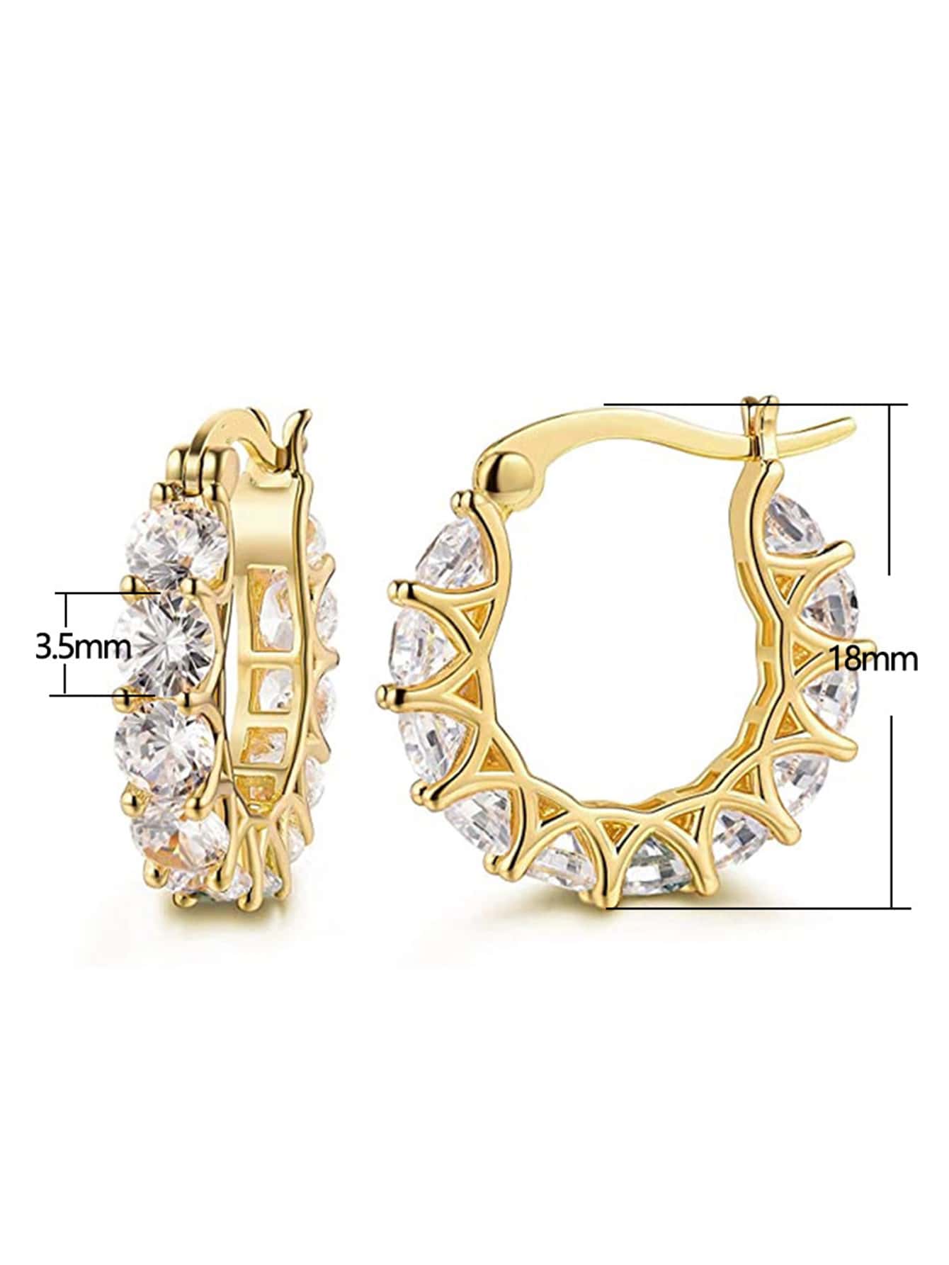 1 pieza Pendientes de aro con decoración de circonita cúbica, joyería de cobre