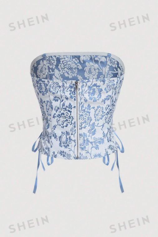 SHEIN MOD Blusa Sin Tirantes Con Estampado Floral Para Mujer
