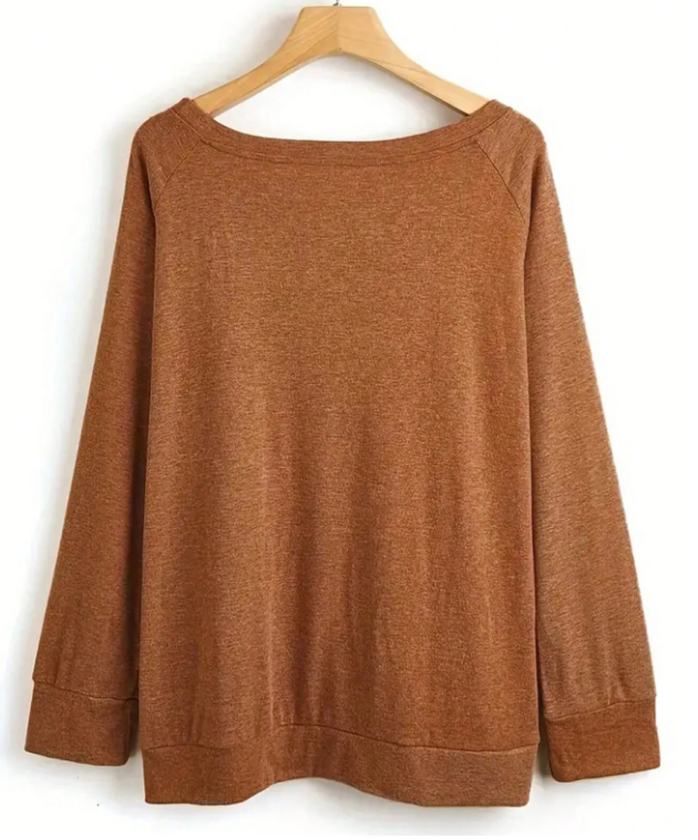 SHEIN LUNE Camiseta unicolor de manga raglán mujer