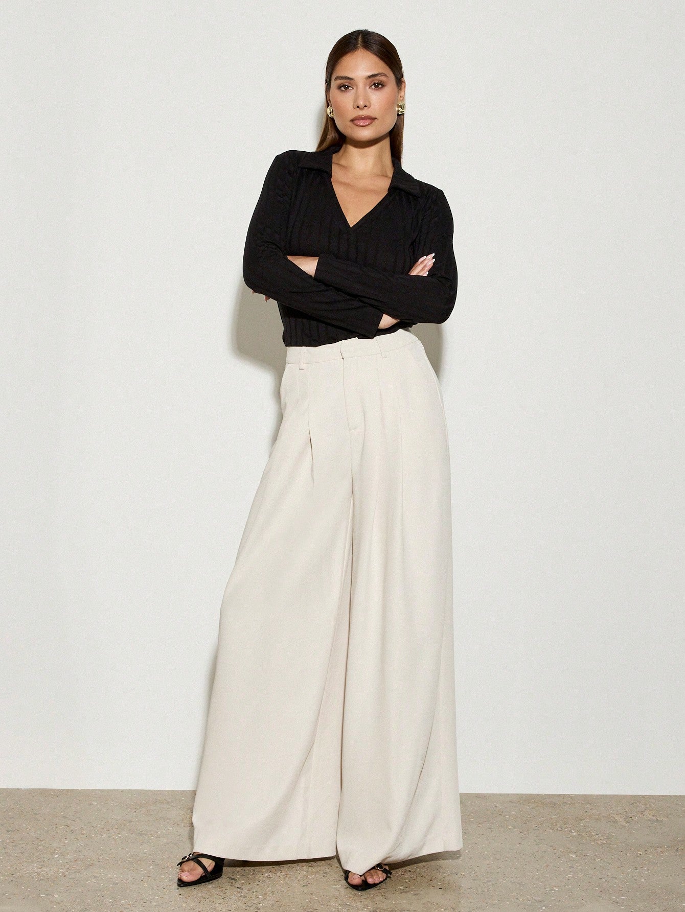 AiiRZ Camiseta de manga larga ceñida con cuello en V