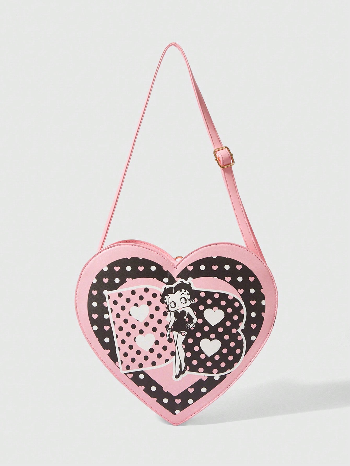 Betty Boop | ROMWE Bolso bandolera y mochila con forma de corazón y estampado de lunares, de doble uso, para la escuela