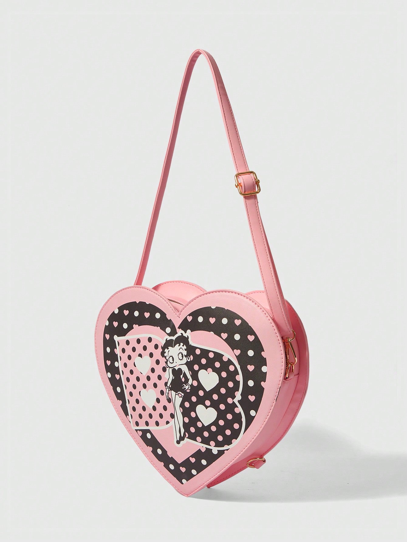 Betty Boop | ROMWE Bolso bandolera y mochila con forma de corazón y estampado de lunares, de doble uso, para la escuela