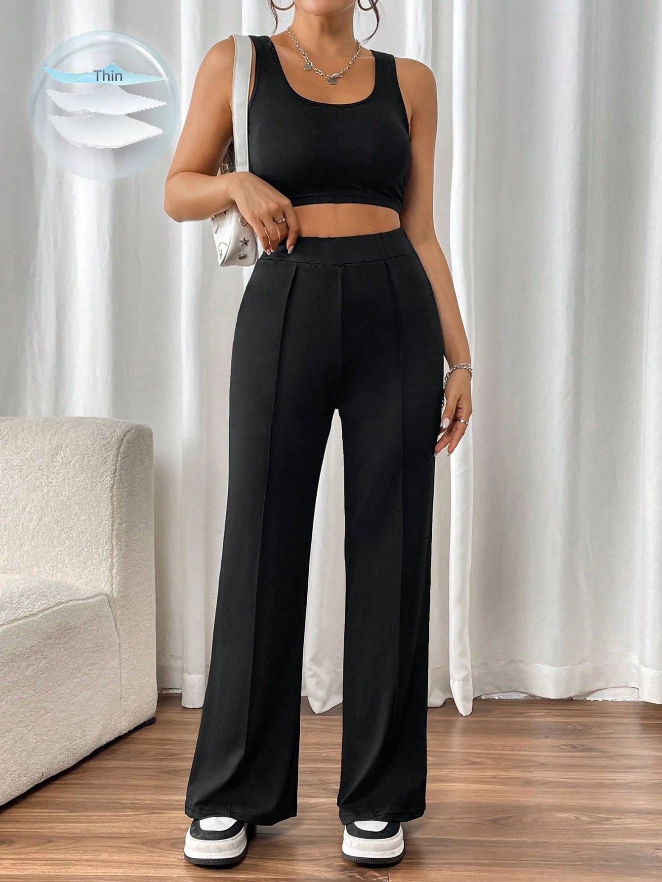 Chiquease Pantalones de mujer a juego con todo de estilo callejero extra largos y de cintura alta