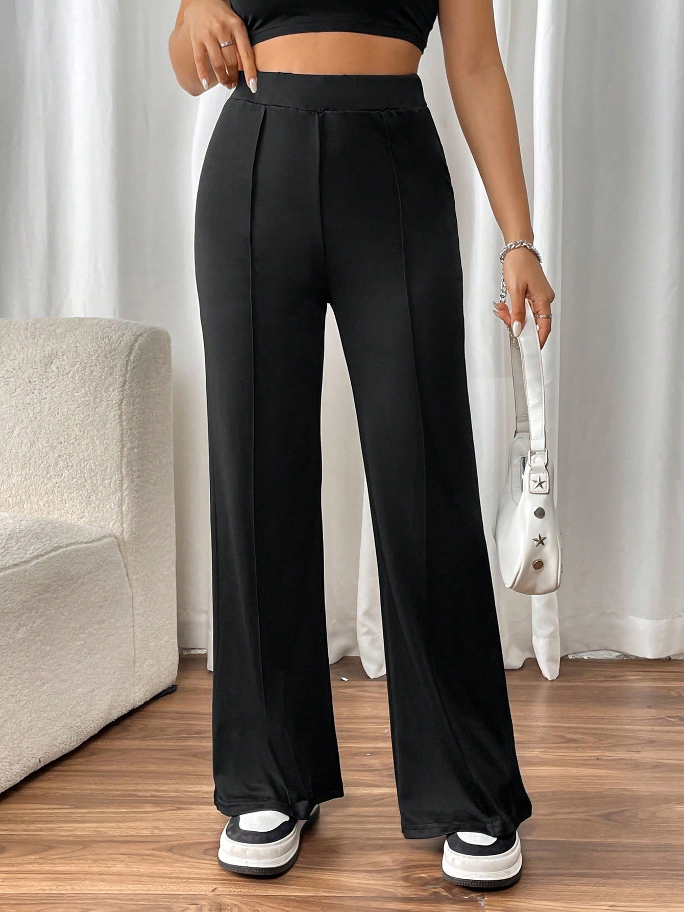 Chiquease Pantalones de mujer a juego con todo de estilo callejero extra largos y de cintura alta