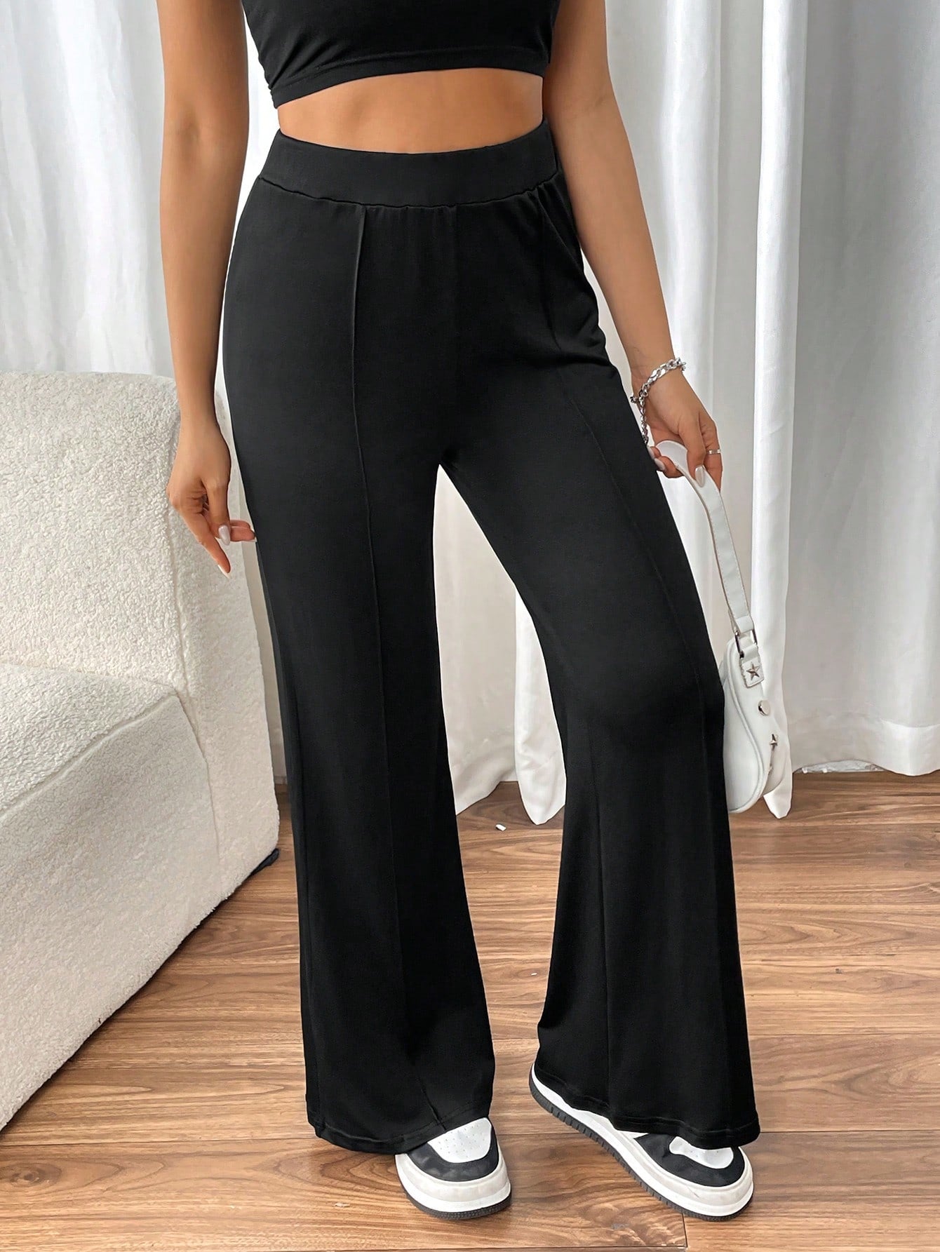 Chiquease Pantalones de mujer a juego con todo de estilo callejero extra largos y de cintura alta