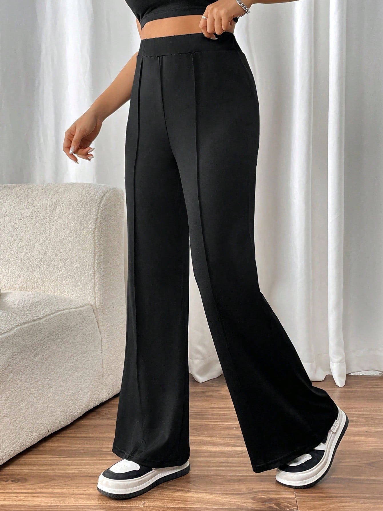 Chiquease Pantalones de mujer a juego con todo de estilo callejero extra largos y de cintura alta