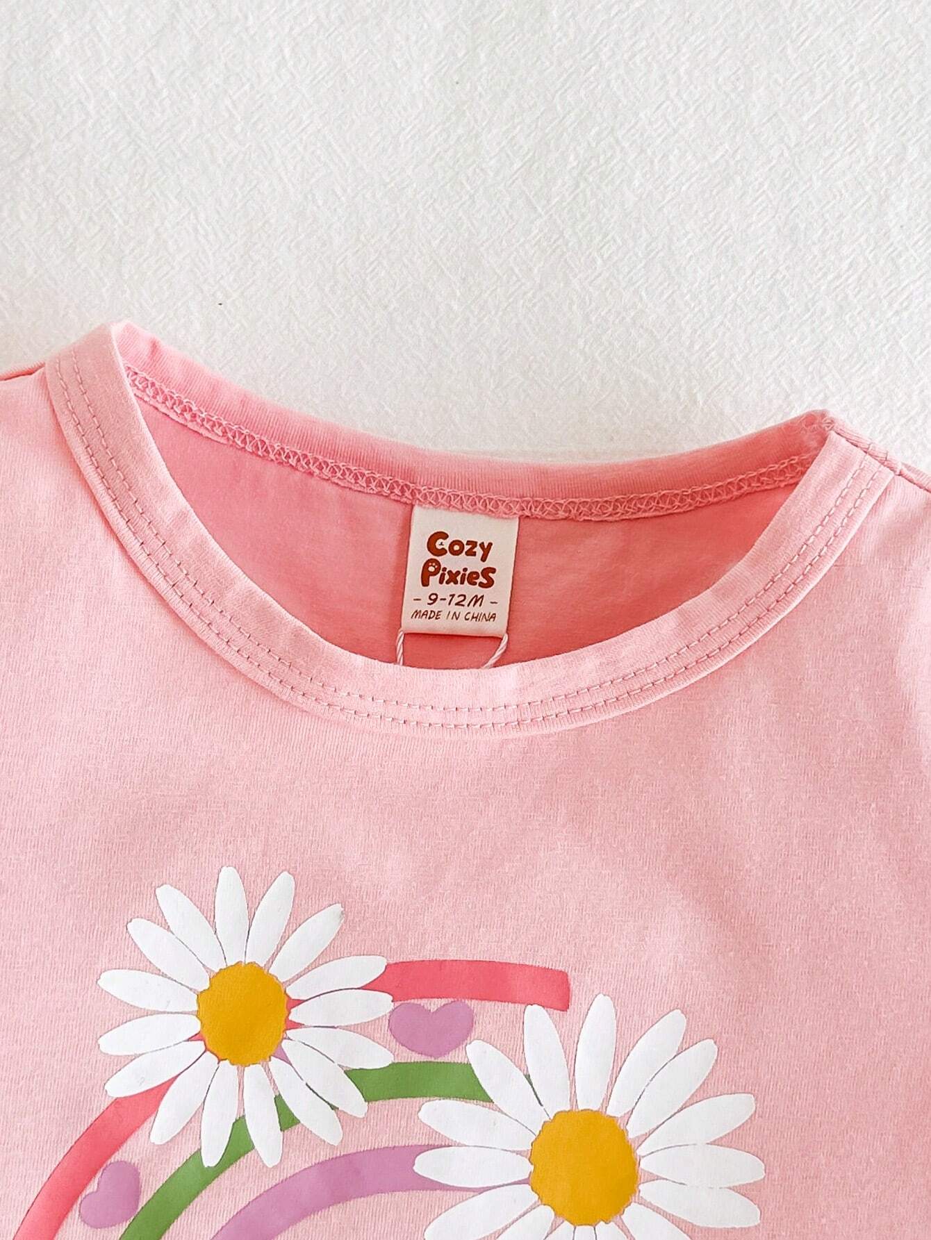 Cozy Pixies Camiseta casual de manga corta para bebé niña con estampado floral, suave, cómoda y transpirable, ideal para casa, exteriores, viajes, playa, campamentos, regalos, fotografía, etc.