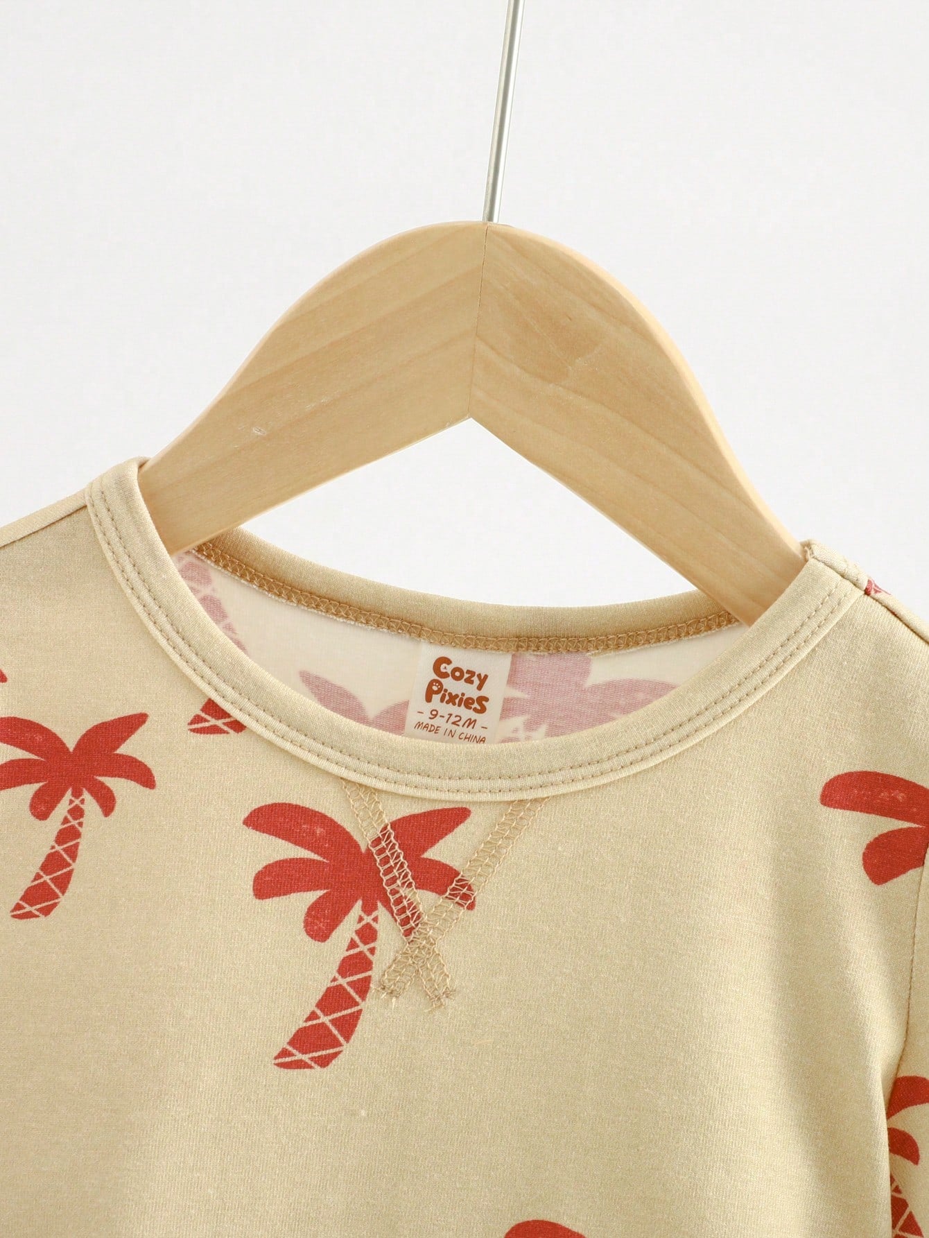 Cozy Pixies Conjunto de 2 piezas para bebé niño, pullover suave de manga corta de cuello redondo con patrón de árboles de coco tejido