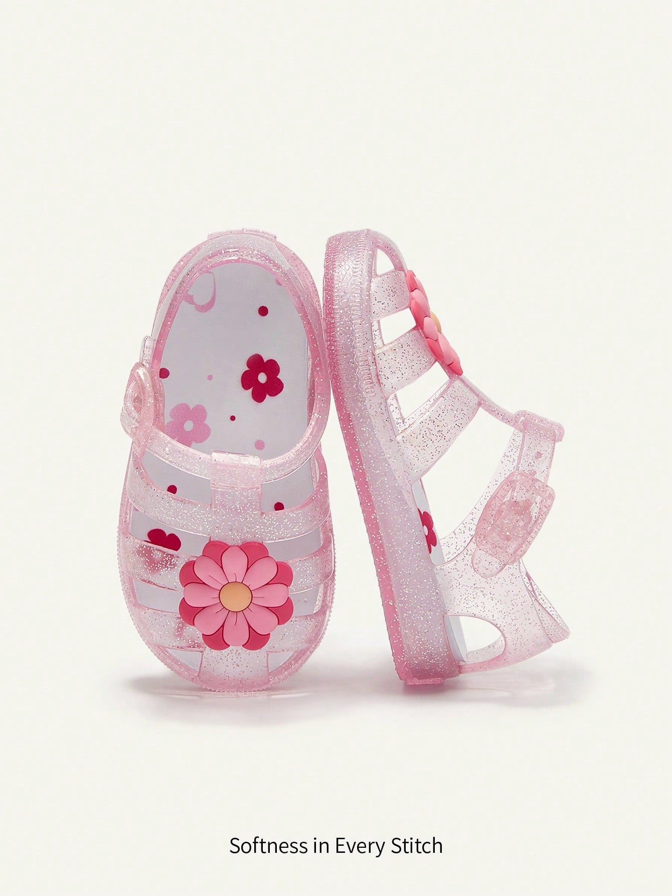 Cozy Pixies Sandalias De Playa Jelly De Verano De Flores De Cristal De Estilo Princesa Para Bebés Lindos, Zapatos De Gelatina De Moda Para Todos Los Atuendos