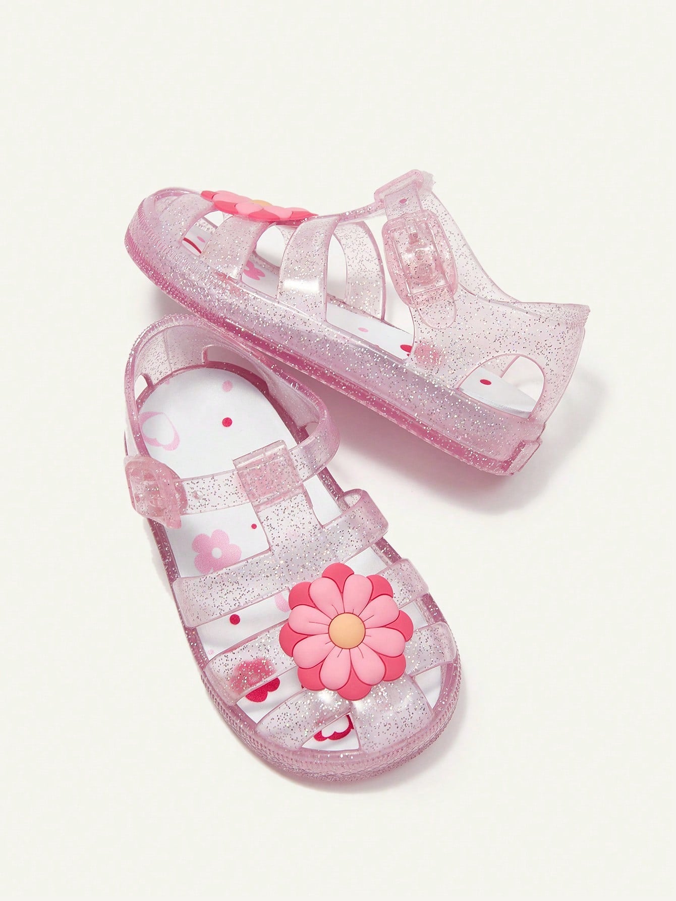 Cozy Pixies Sandalias De Playa Jelly De Verano De Flores De Cristal De Estilo Princesa Para Bebés Lindos, Zapatos De Gelatina De Moda Para Todos Los Atuendos