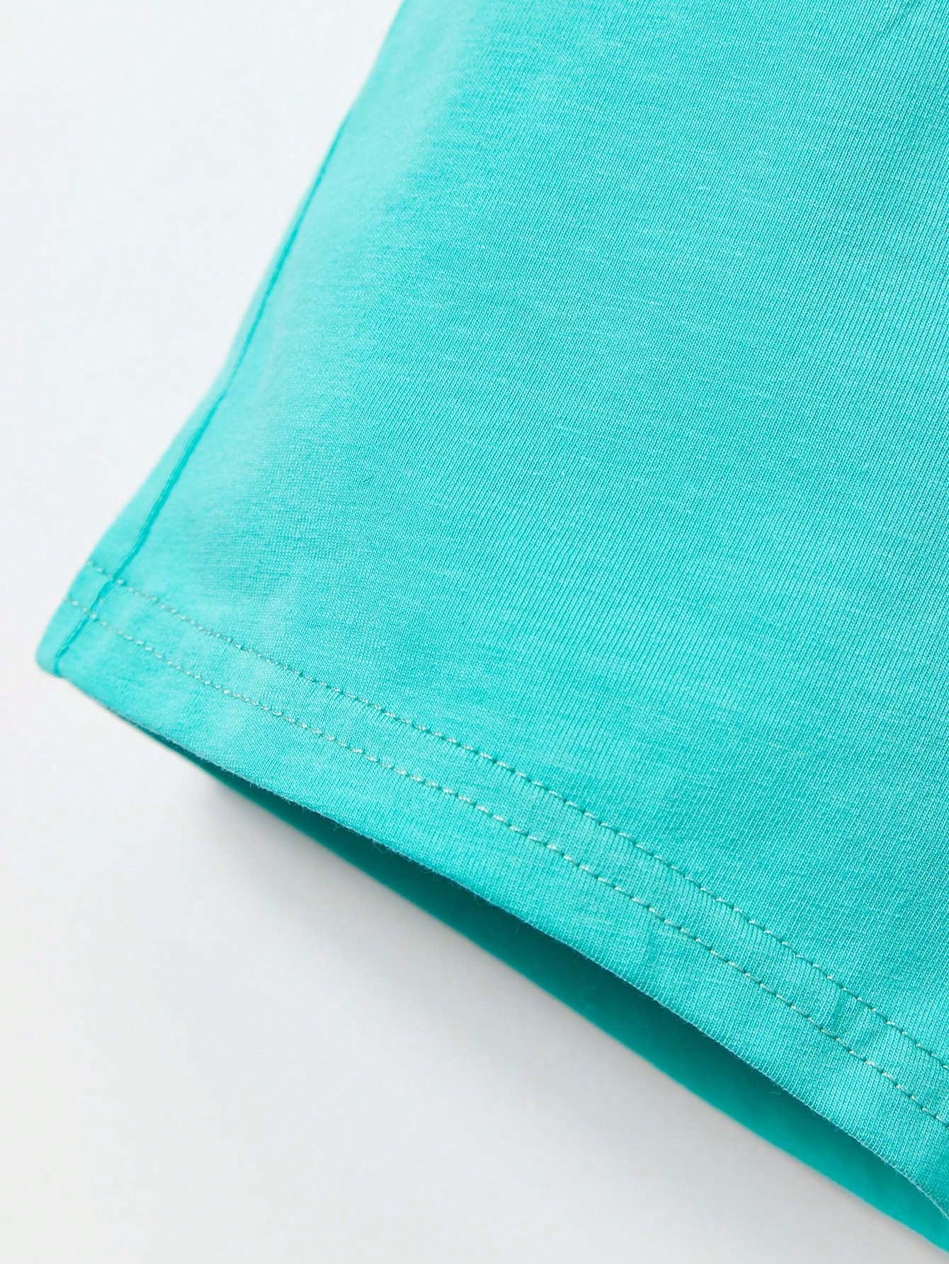 Cozy Pixies Shorts con camiseta con detalles de parches y letras estampadas a rayas para bebé niño