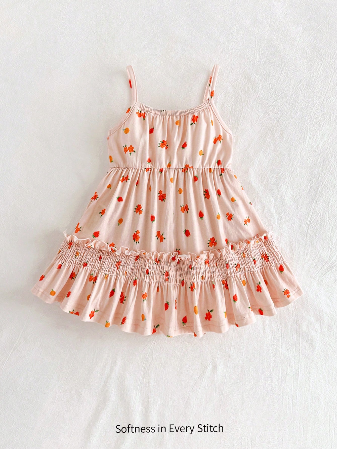 Cozy Pixies Vestido de niña bebé con estampado floral y cintura de tirantes