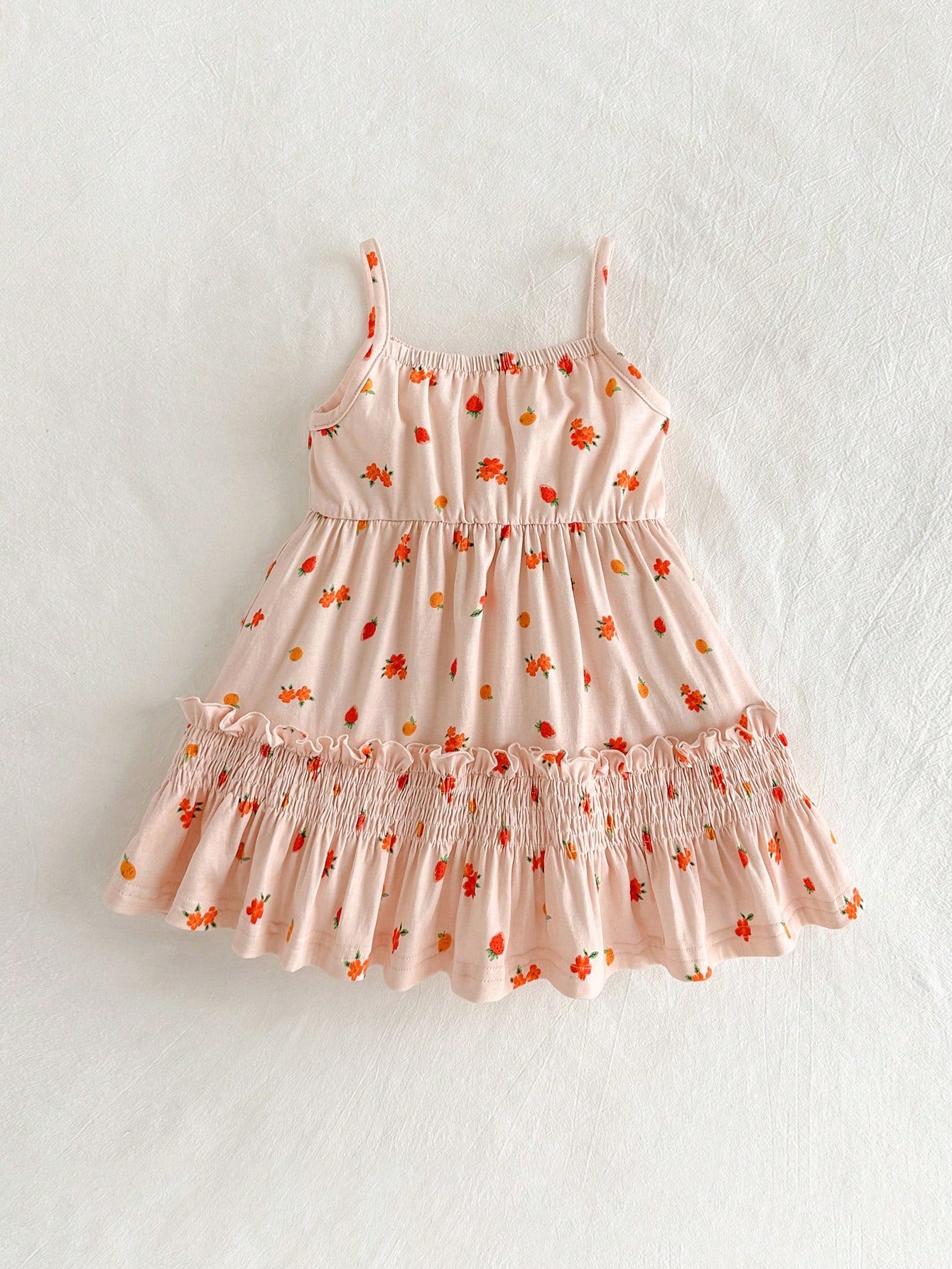 Cozy Pixies Vestido de niña bebé con estampado floral y cintura de tirantes