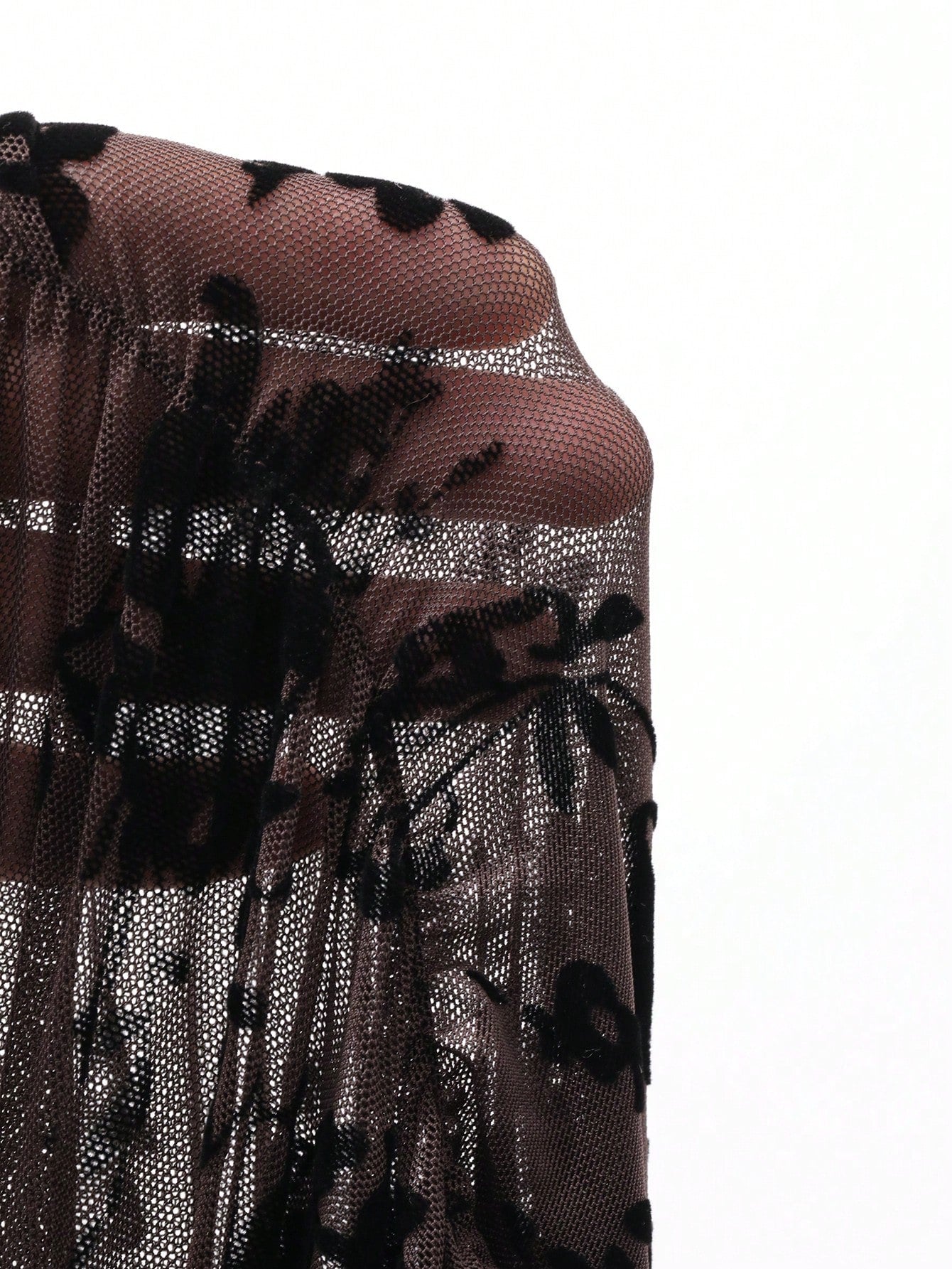 DAZY Blusa de mujer de manga corta con cuello cuadrado de malla floral y fruncido