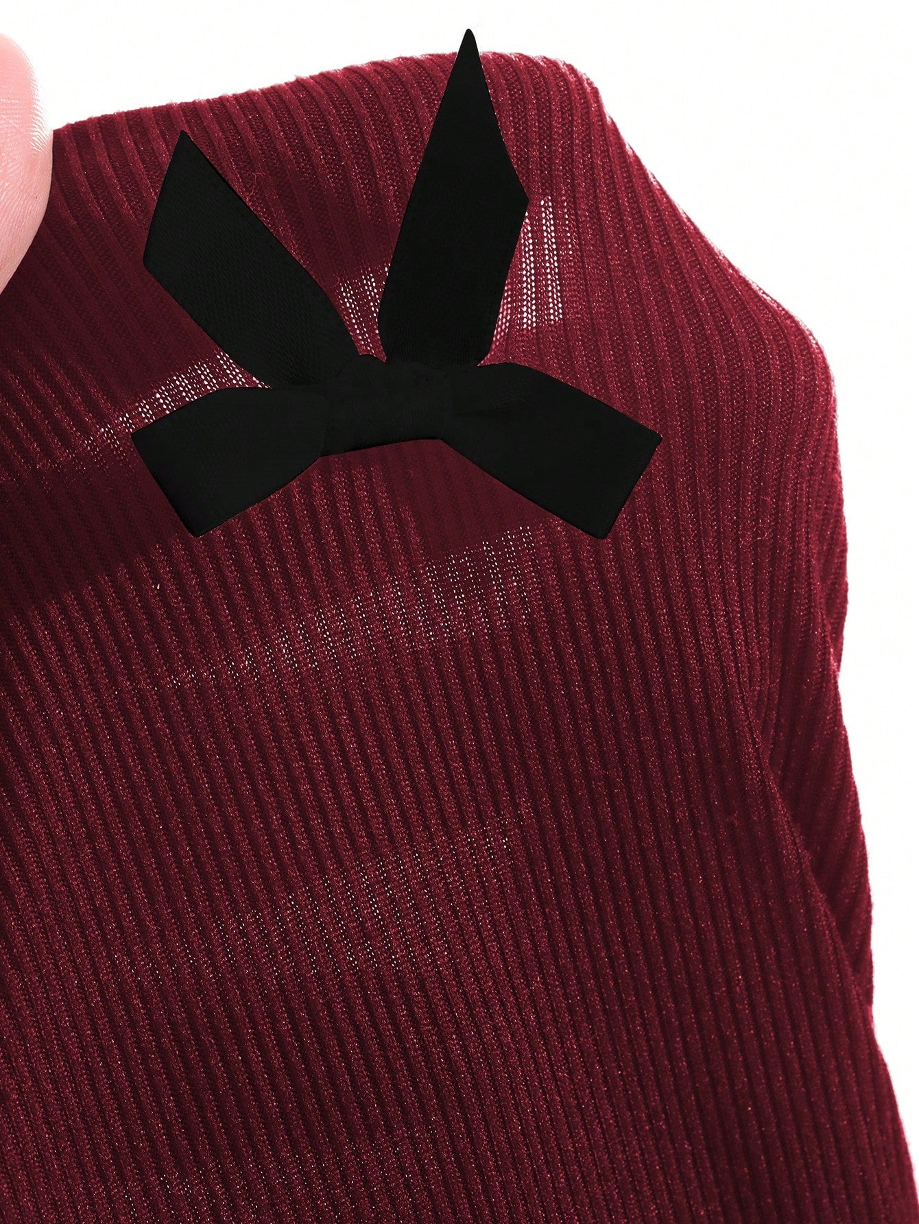 DAZY Camiseta ajustada con lazo, nueva para otoño, para mujer