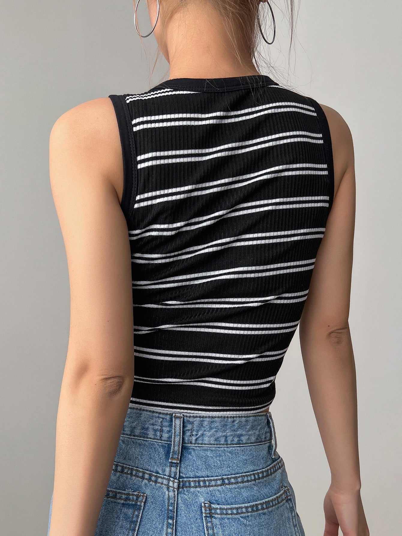 DAZY Top De Tanque Corto Con Estampado A Rayas