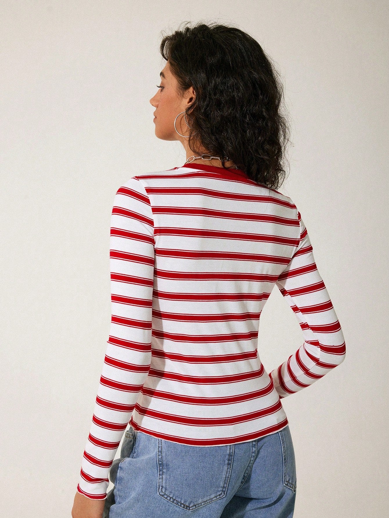 GAWX Camiseta de manga larga, estilo slim, con rayas y estampado de lema de dibujos animados de animales, para mujer, ropa de primavera y verano. Ropa de mujer para otoño e invierno.
