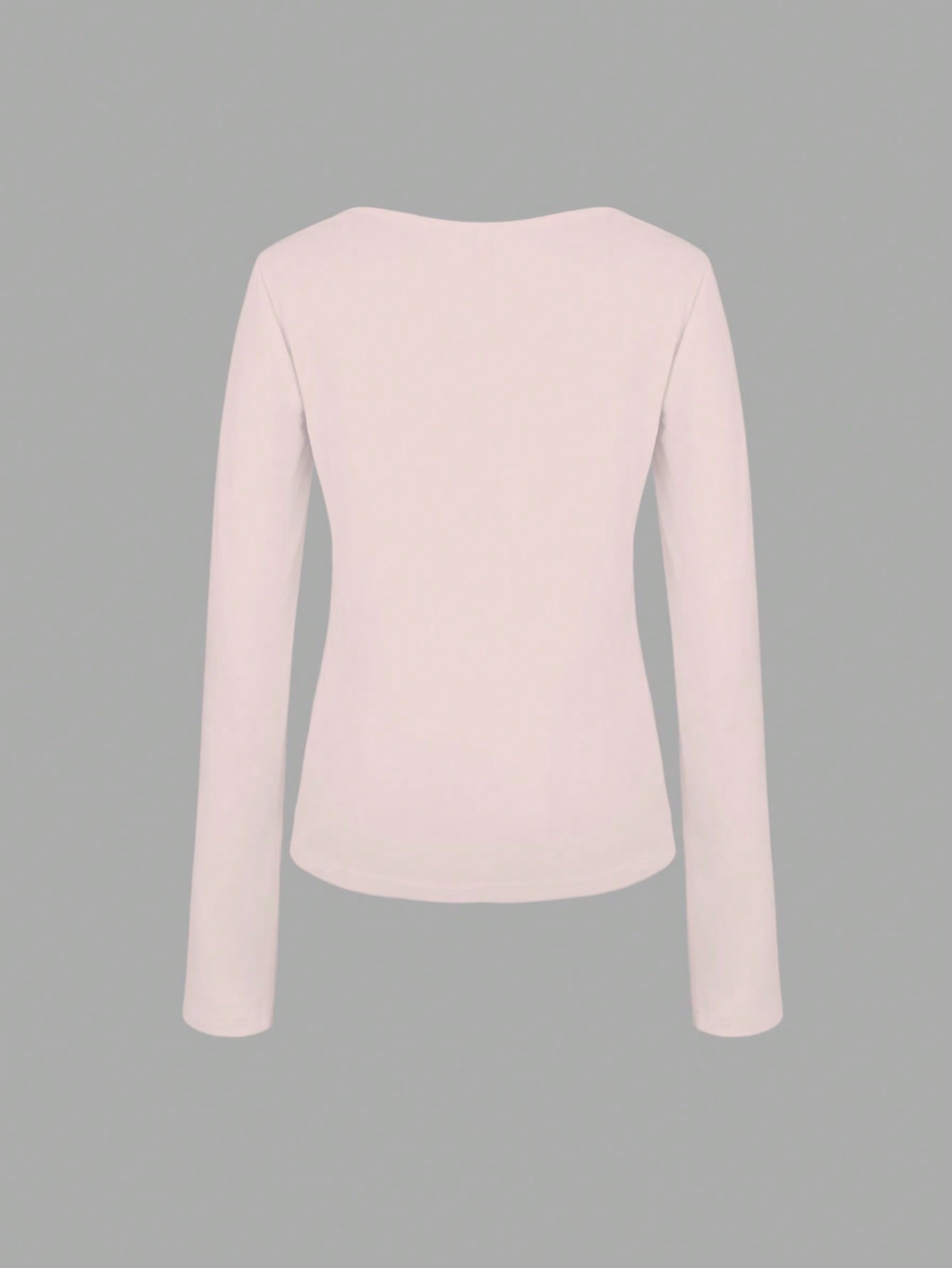 INAWLY Camiseta de manga larga ajustada para mujer con detalles de encaje y lazo en contraste