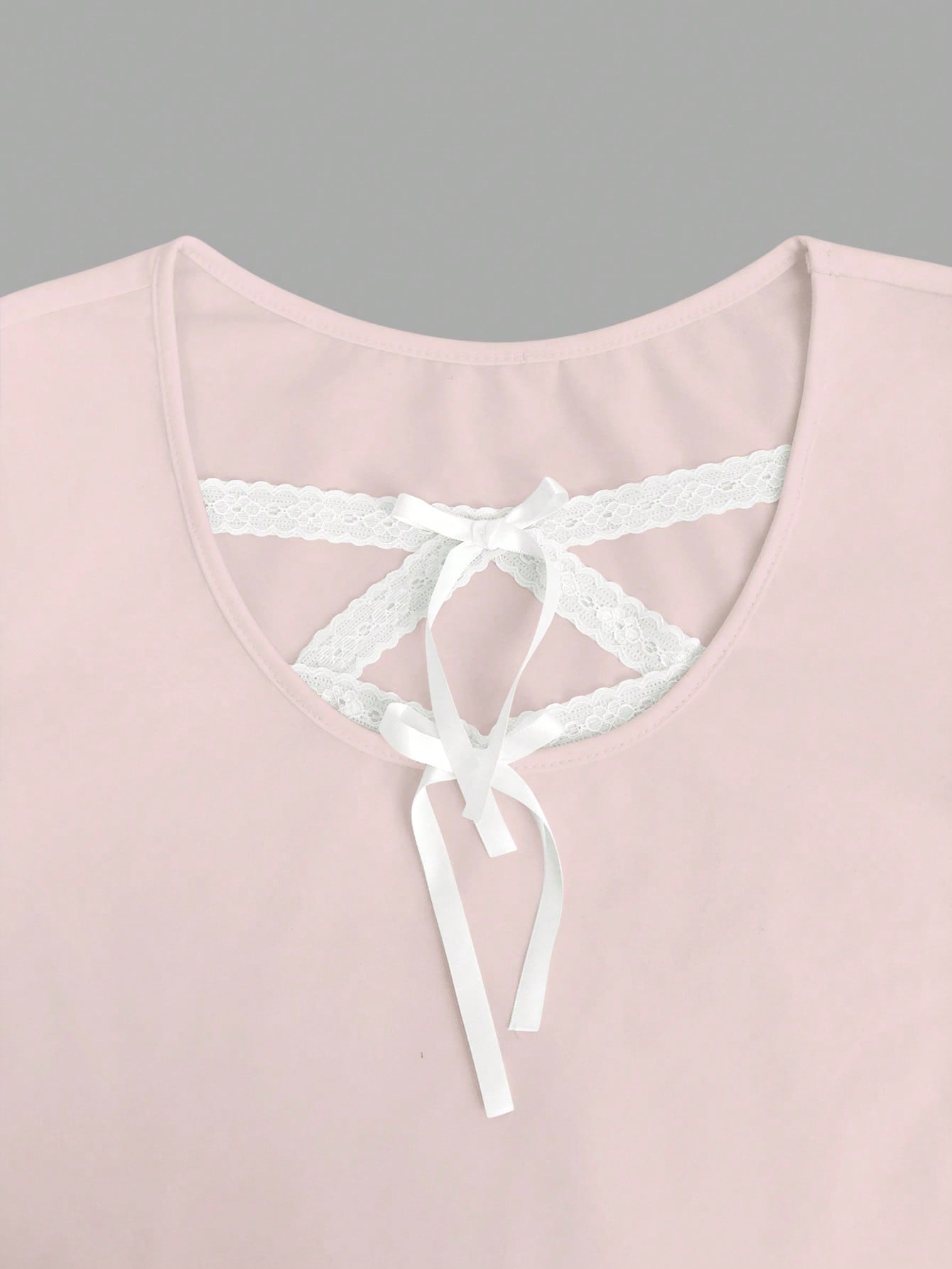 INAWLY Camiseta de manga larga ajustada para mujer con detalles de encaje y lazo en contraste