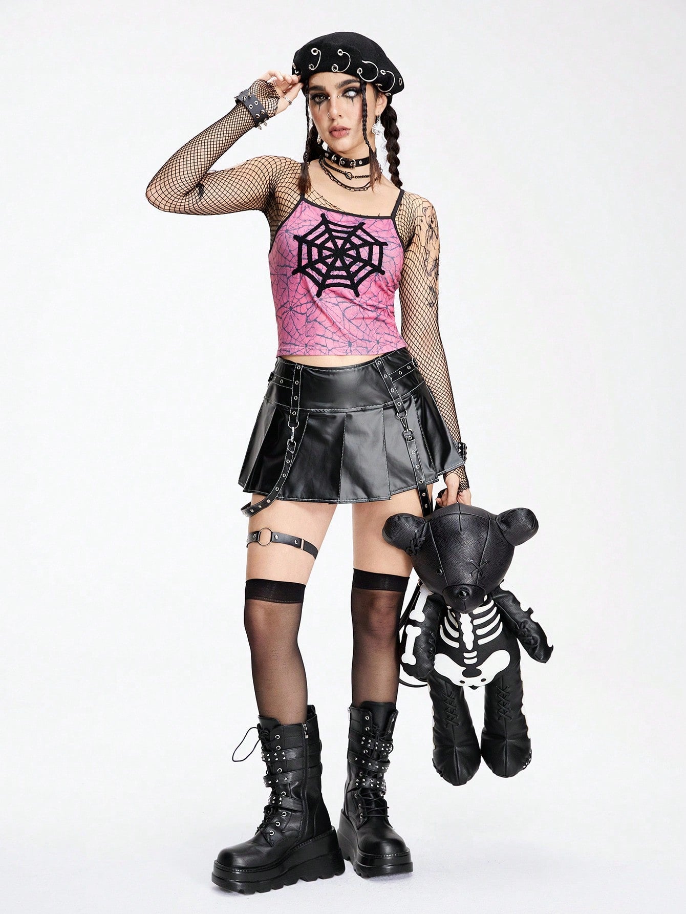 ROMWE Goth Camiseta sin mangas ajustada con araña 3D bordada para mujer, estilo gótico