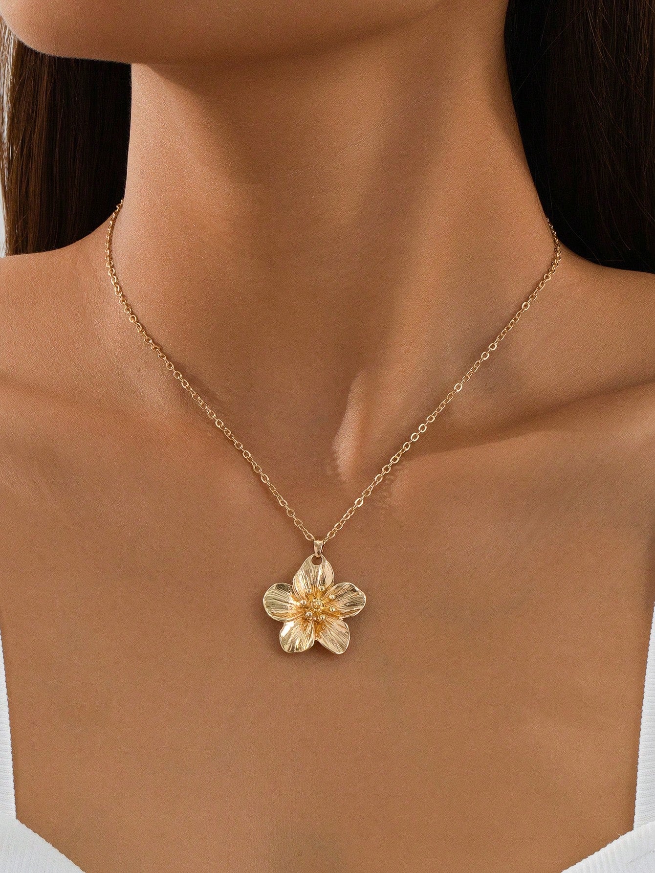 1 pieza Collar con colgante de flor dorada con forma de dopamina multicolor, regalo de boda para mujeres