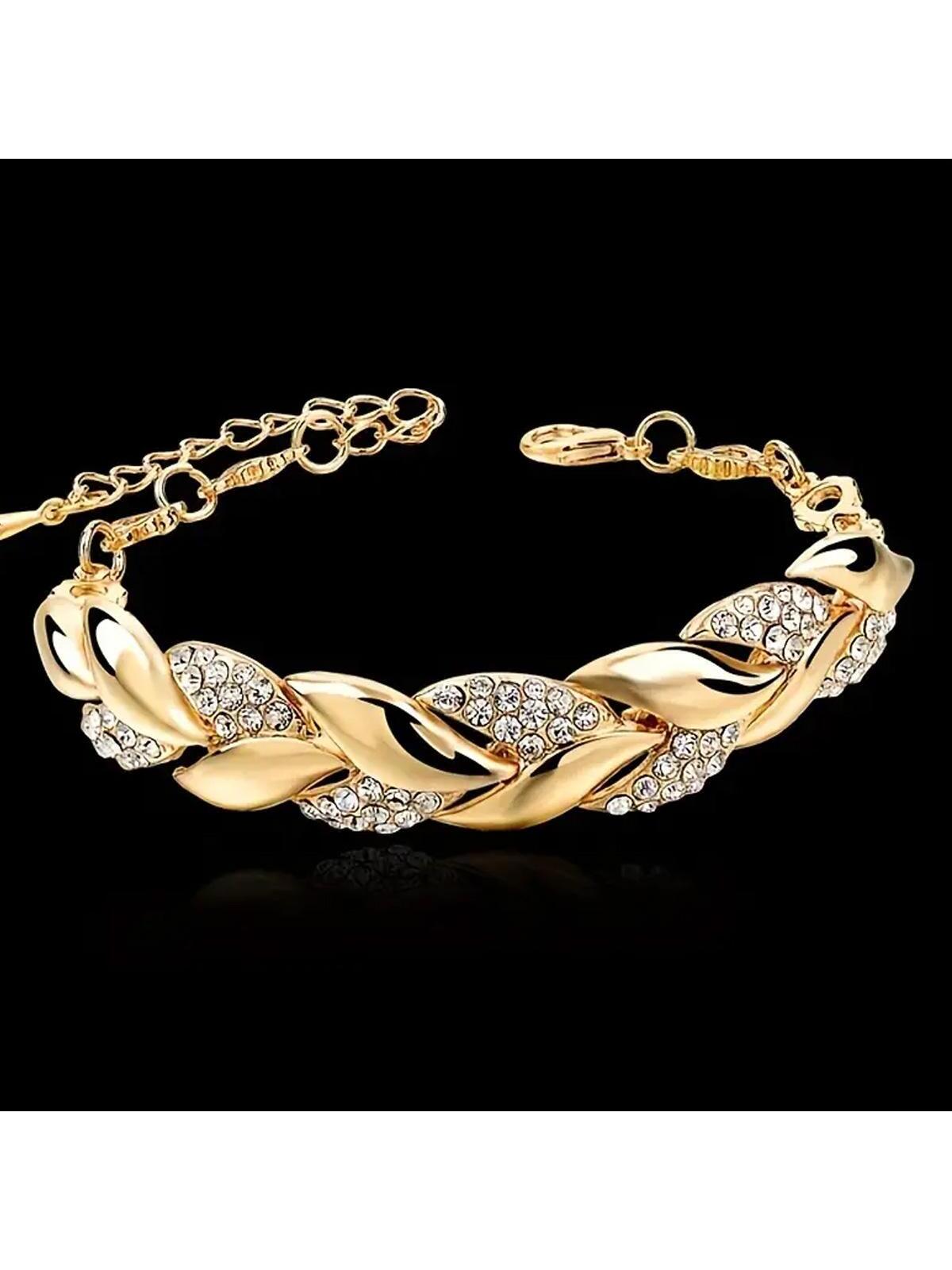 hoja Pulsera , europeo y americano moda Joyas nupciales Mujer con diamante de imitación incrustado Pulsera