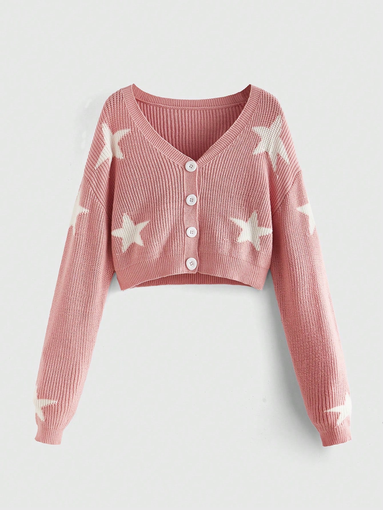 ROMWE Kawaii Cárdigan con bloque de color y estampado de estrellas, estilo casual para otoño
