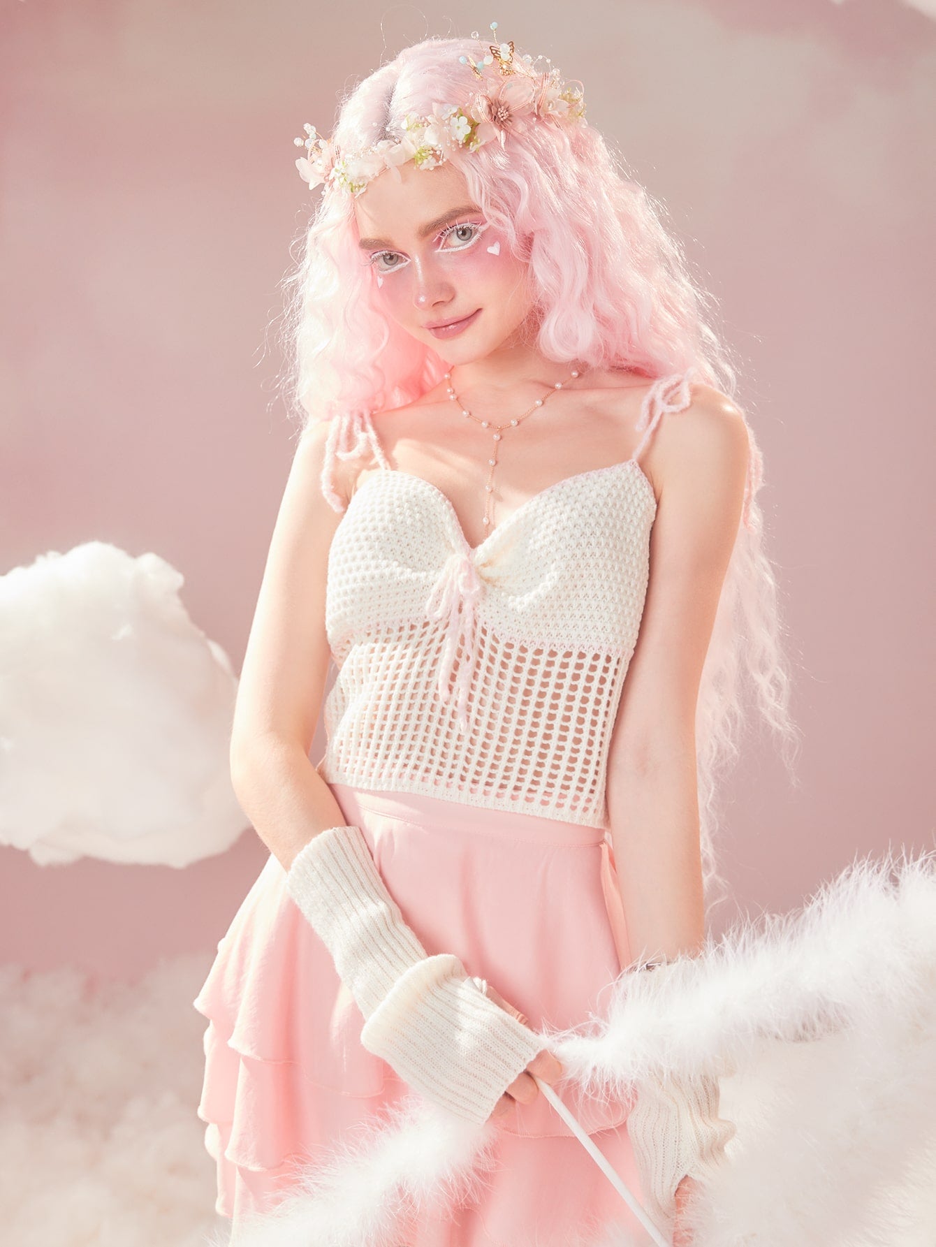 ROMWE Top De Punto Hueco Con Tirantes Para Atar En Los Hombros