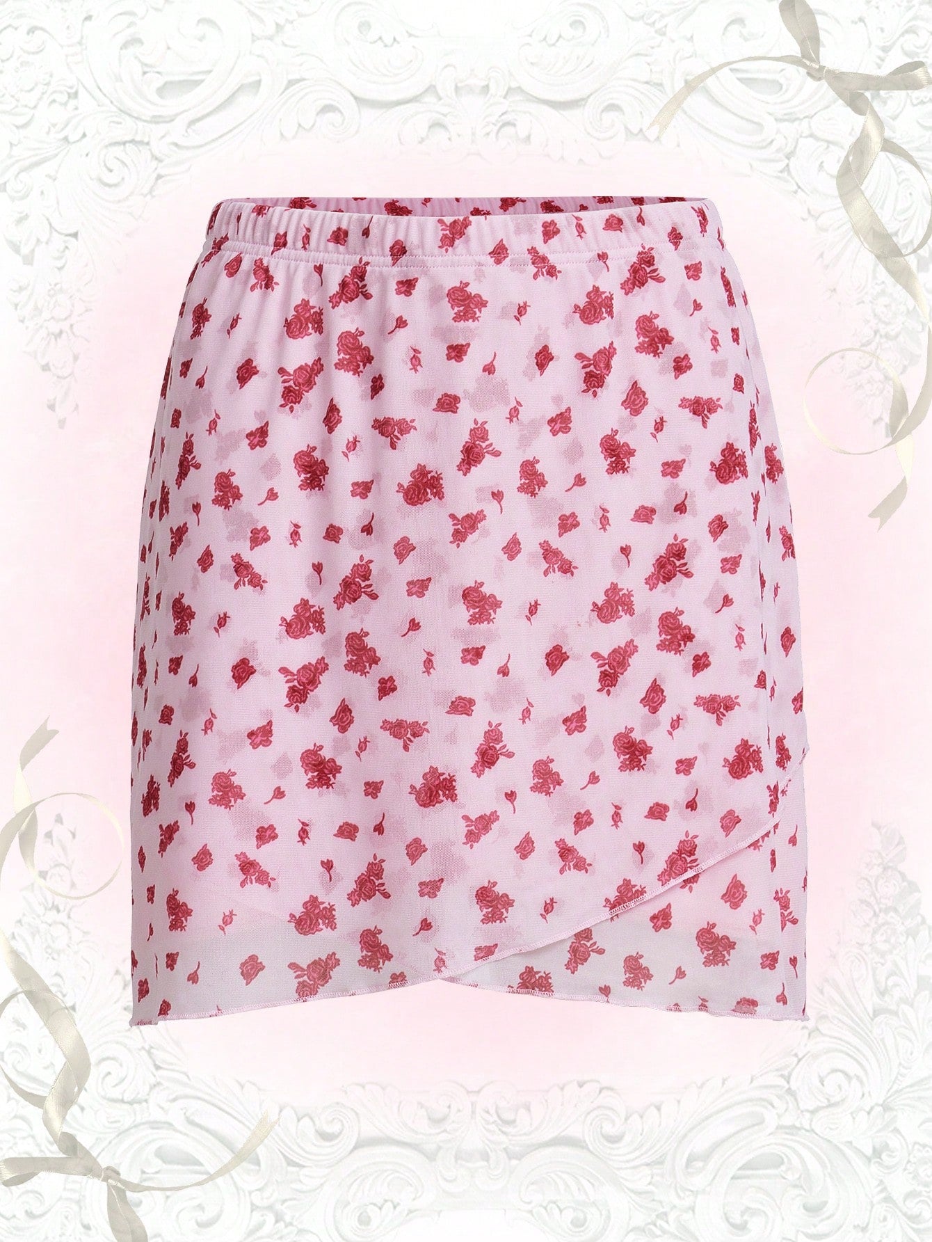 Sweetness Falda Envolvente De Malla Con Estampado Floral