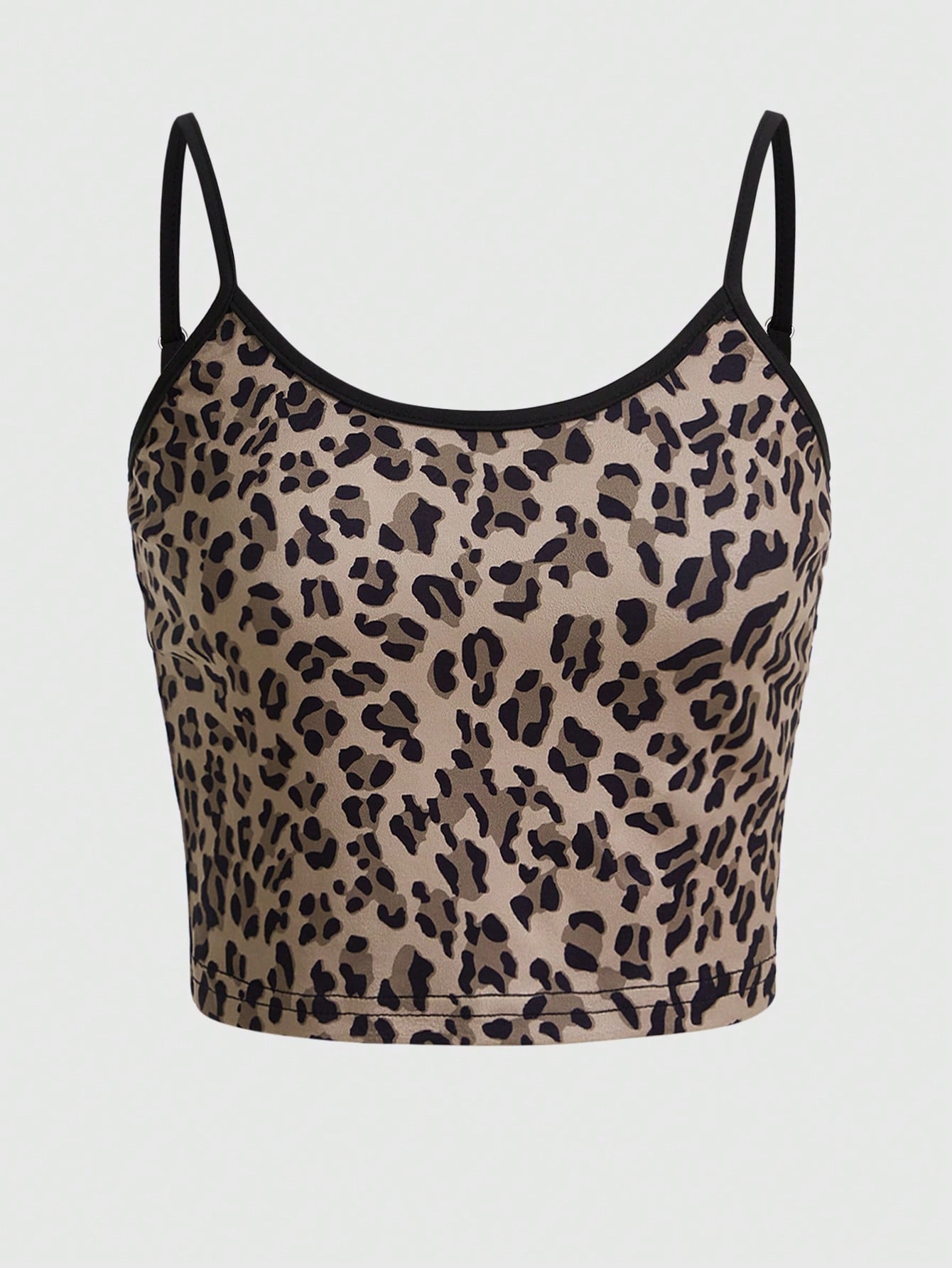 ROMWE Grunge Punk Top de tirantes con estampado de leopardo unido en contraste