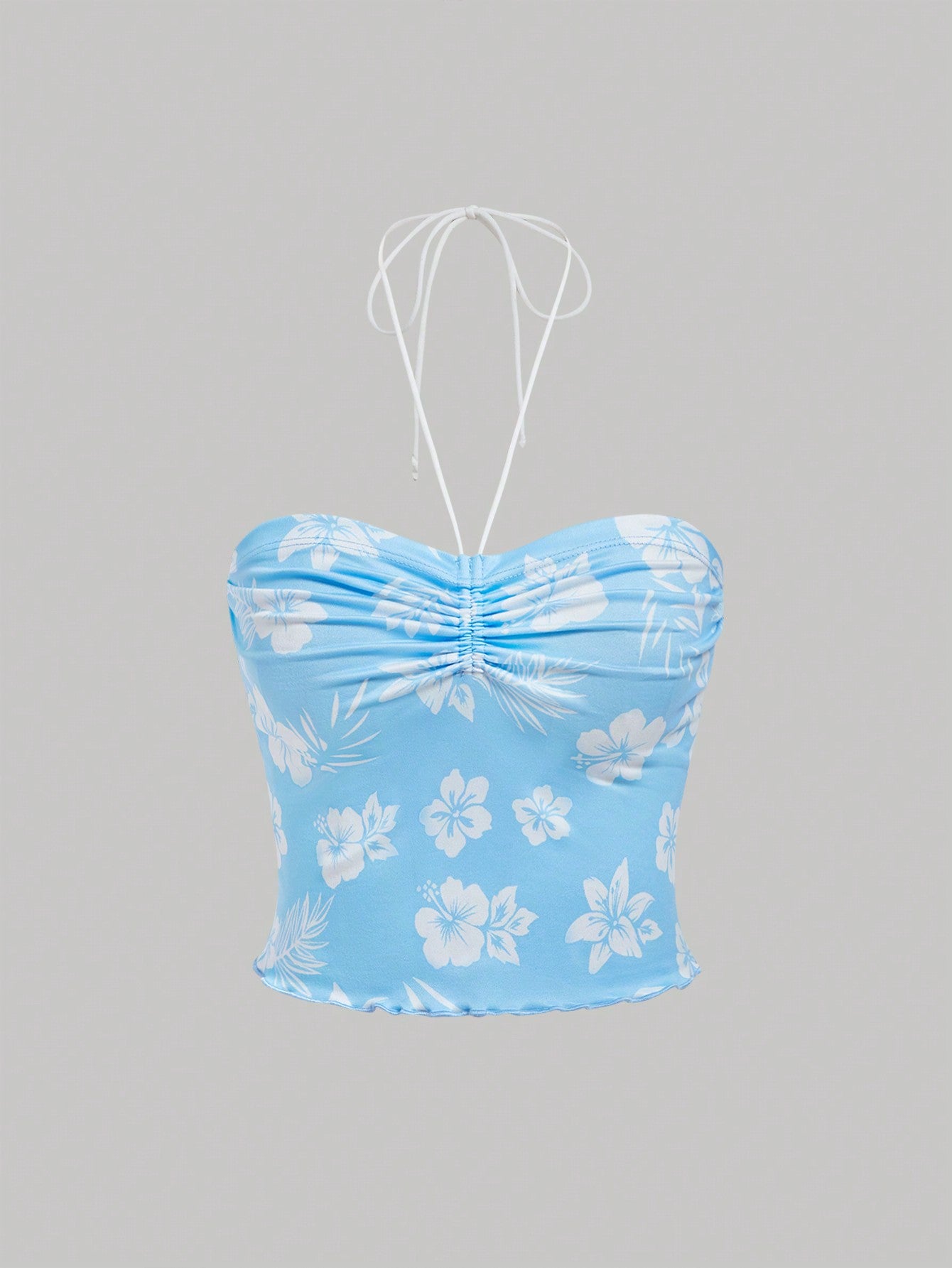 SHEIN MOD Top de tanque sin mangas con cuello halter, cordón y estampado floral para mujer en el verano